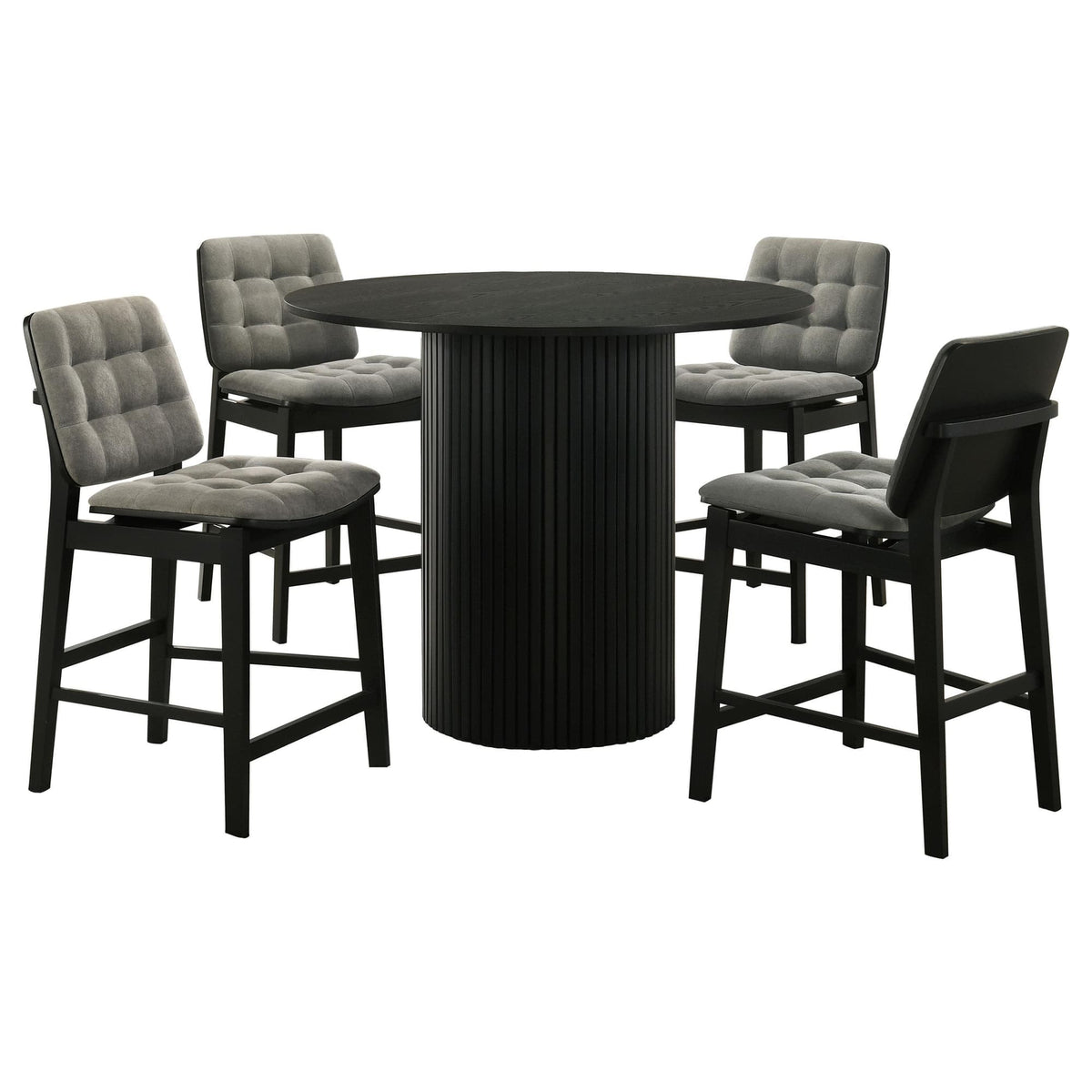 Hamlyn 5-Piece Round Wood Counter Height Dining Set in Grey and Black — product image 2