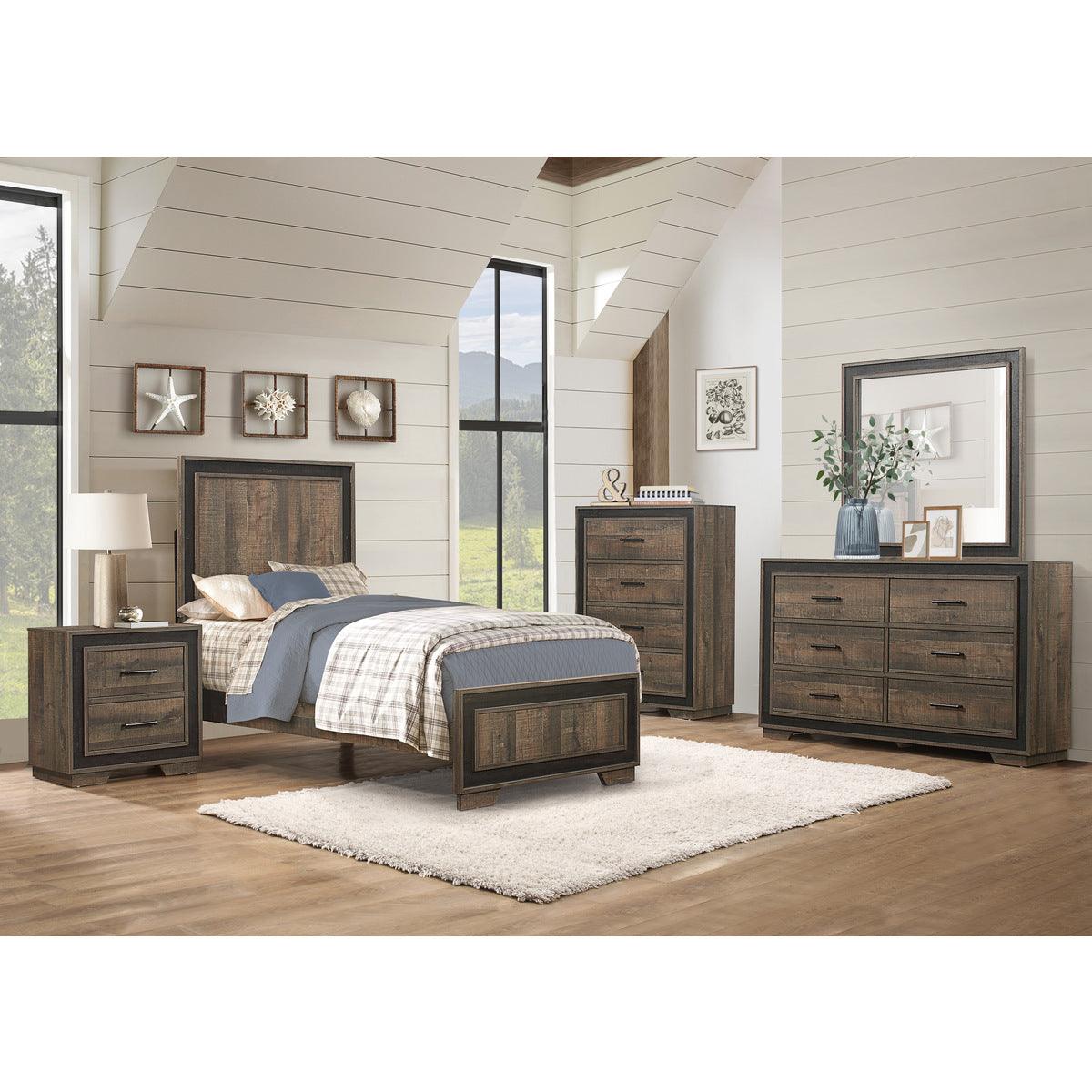 Ellendale Rustic Mahogany and Dark Ebony Twin Bed side profile