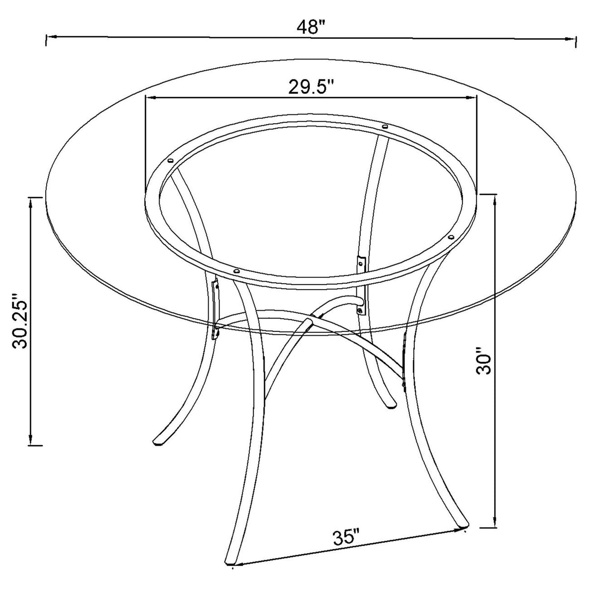 Kline 48-Inch Round Glass Top Dining Table Matte Black — product image 7