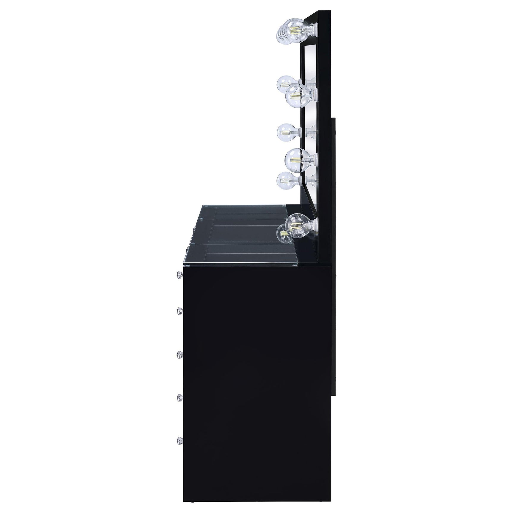Open drawer highlighting metal extension glide