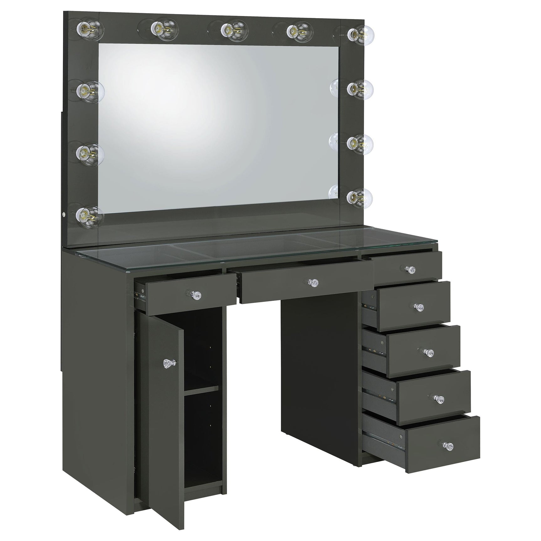Tempered glass top showcasing inside contents