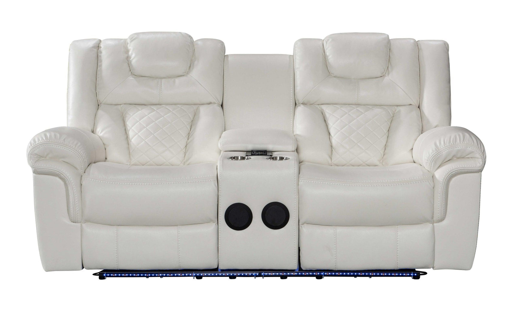 Alexa white faux leather loveseat power recliner side angle