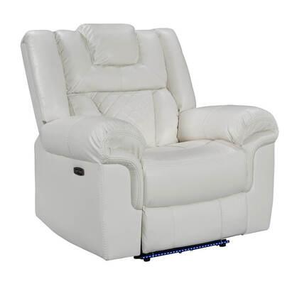 Alexa 3-piece set with LED and Bluetooth speakers in white faux leather