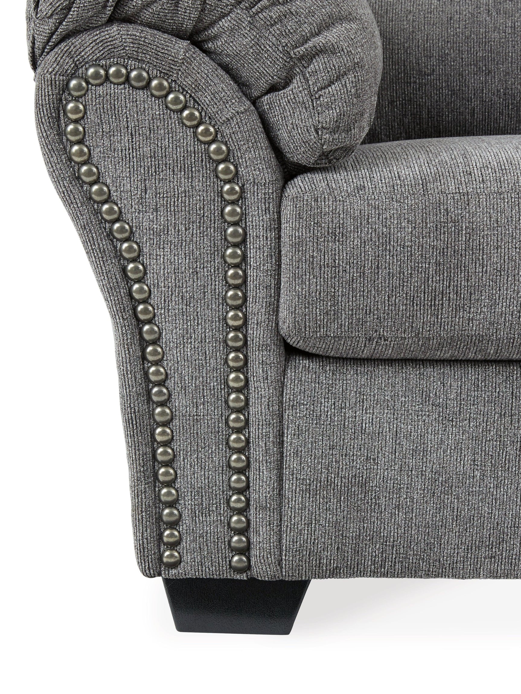 Full view of sofa and loveseat in room setting