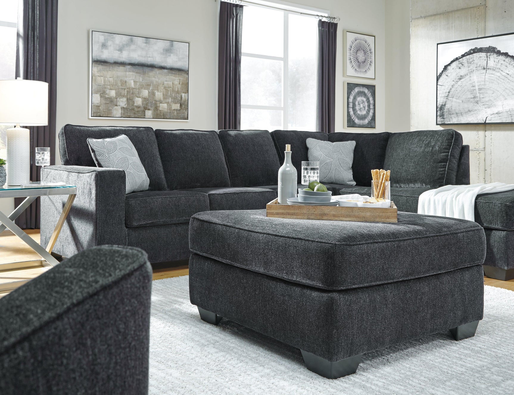 Altari Slate 2-Piece Sectional Sofa with Ottoman, close-up detail