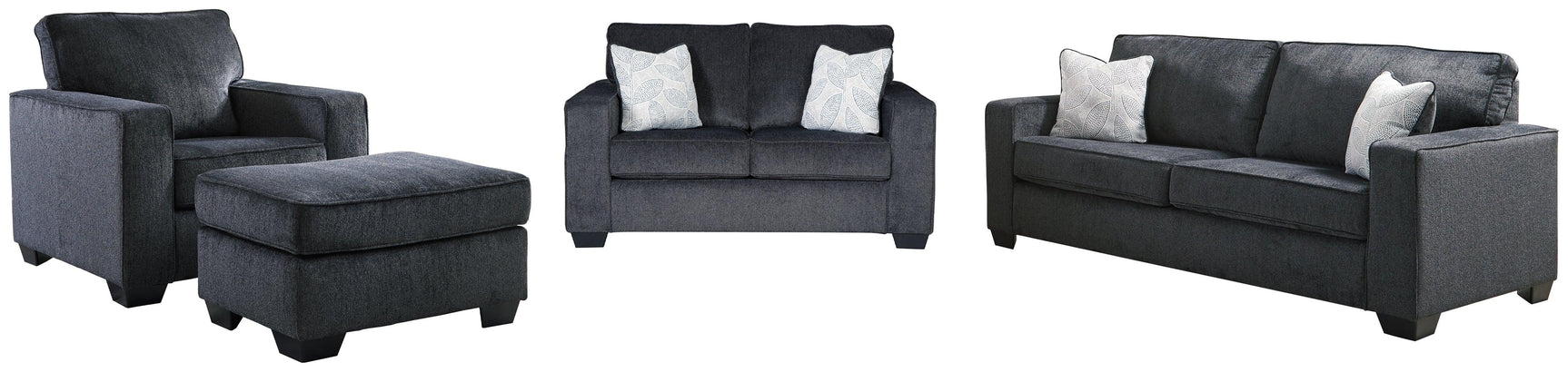 Side view of Altari Slate Sofa Loveseat Chair and Ottoman