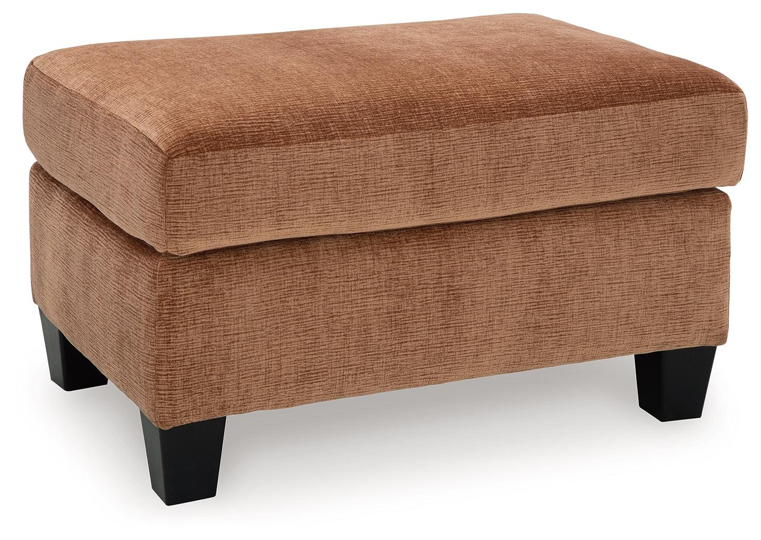Amity Bay Clay Chenille Ottoman side view
