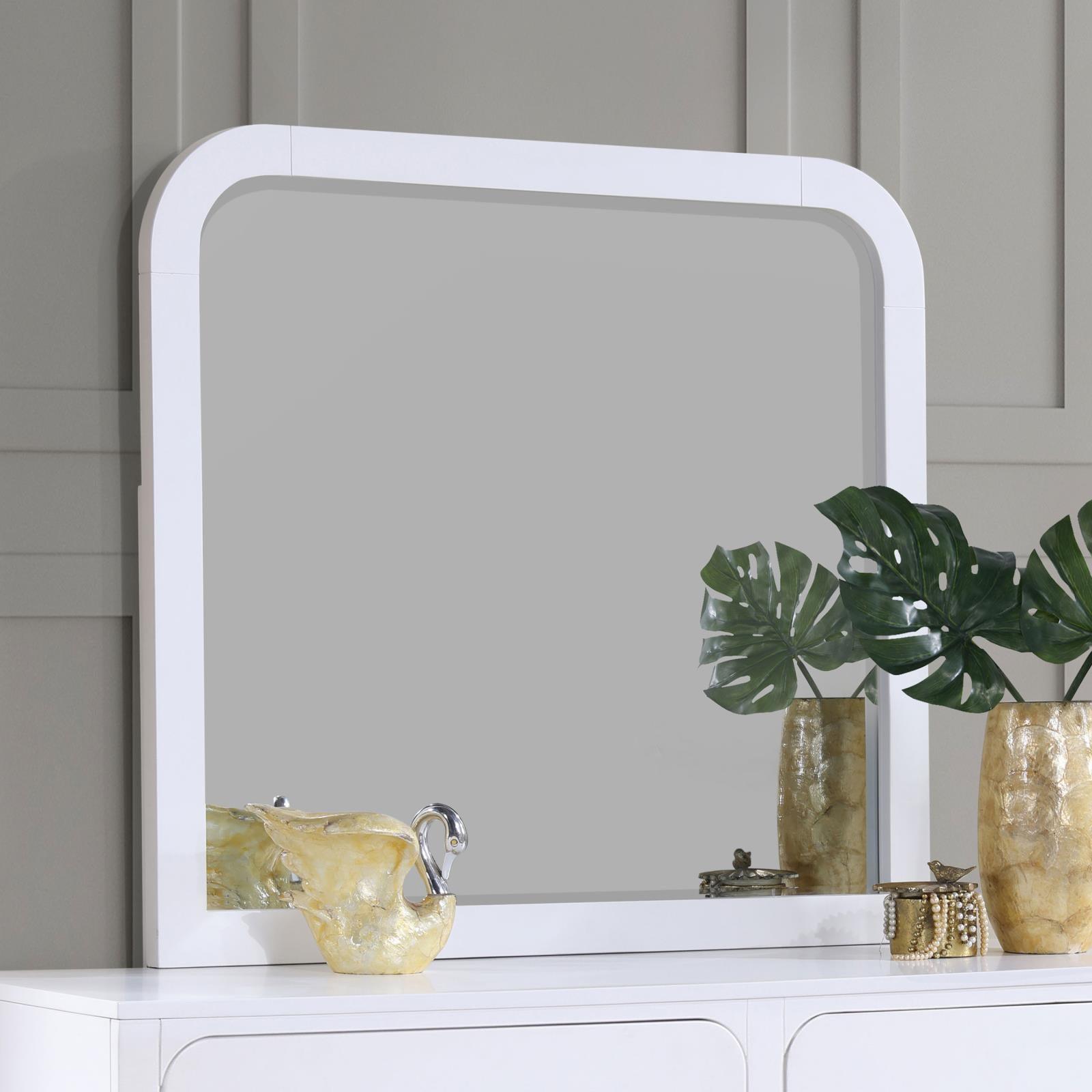 Anastasia dresser mirror pearl white side angle