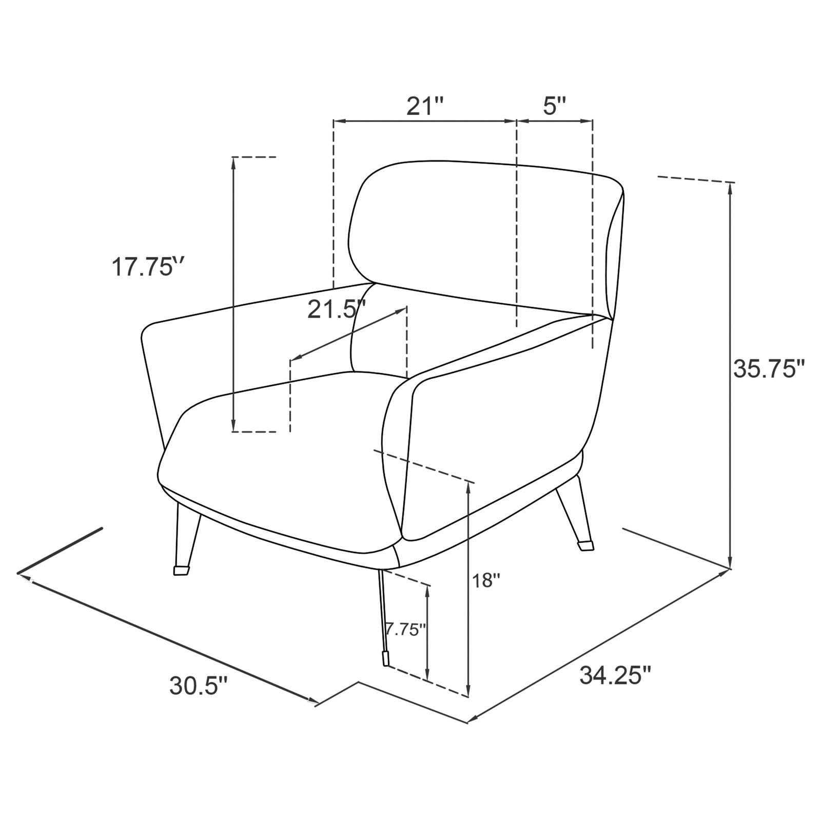 Andrea Heavy Duty High Back Grey Accent Chair angled side view