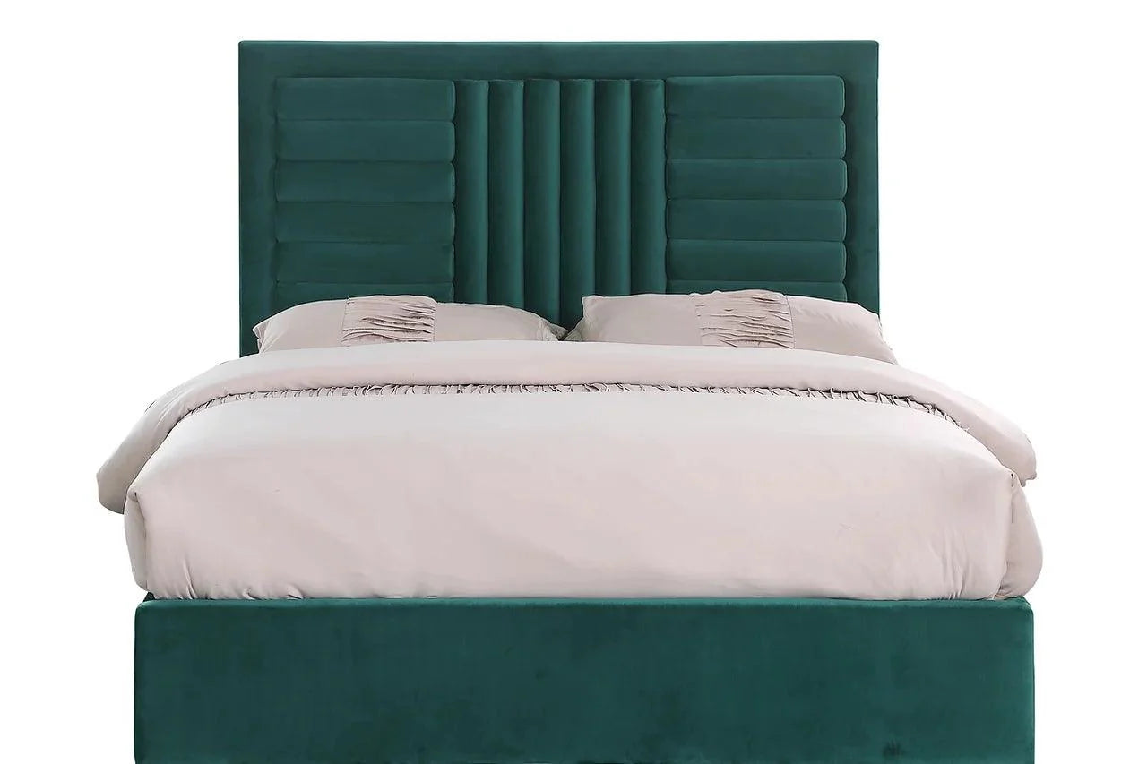 Anita Green Upholstered Queen Platform Bed side view
