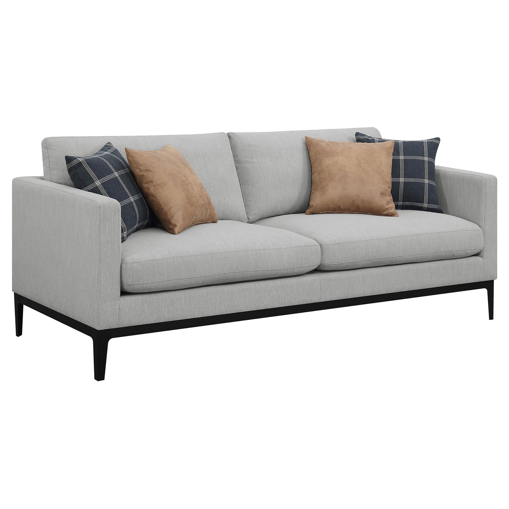 Side view of Apperson Apperso 2-Piece Upholstered Track Arm Sofa Set in Light Grey