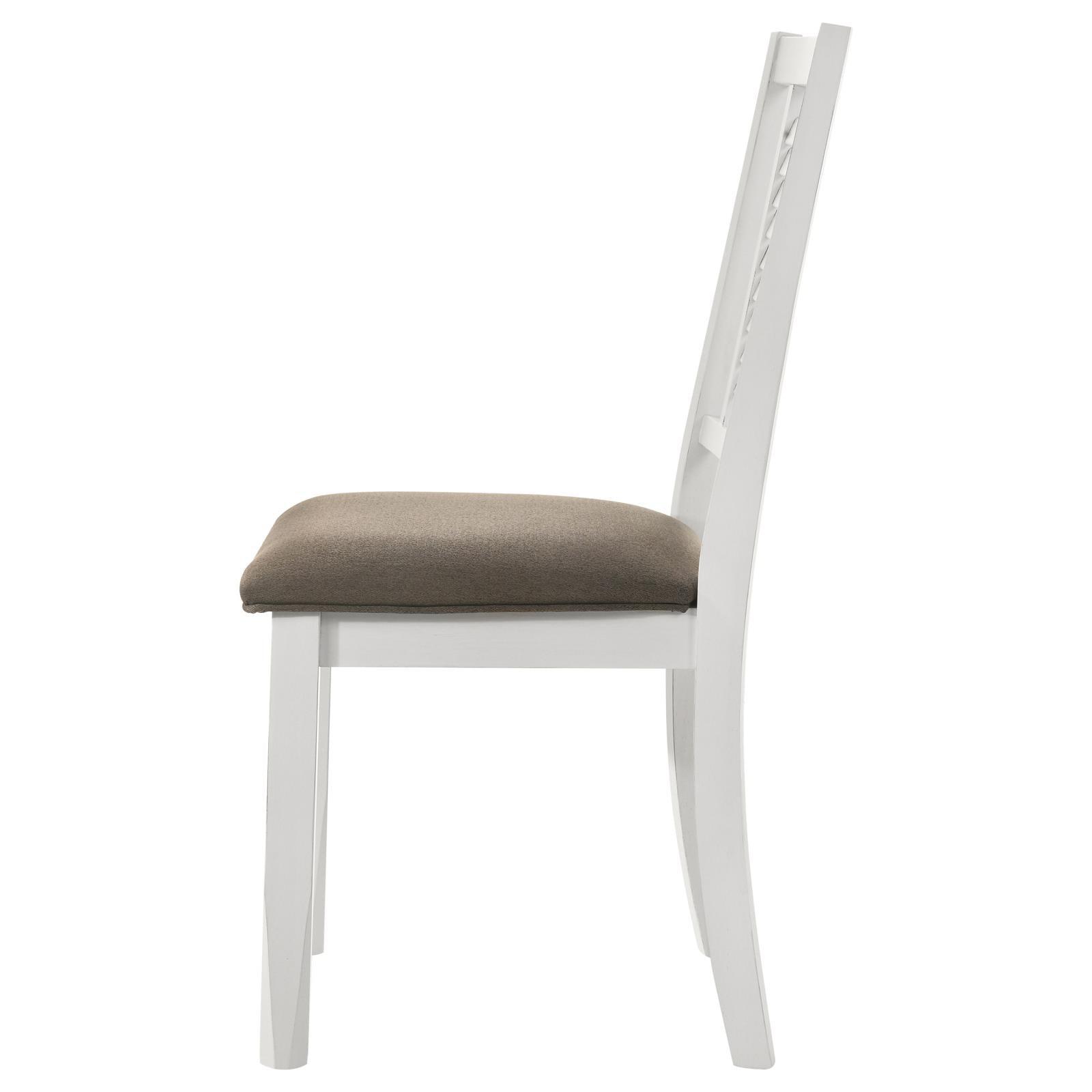 Appleton Ladder Back Dining Side Chair white finish with dark brown cushioned seat