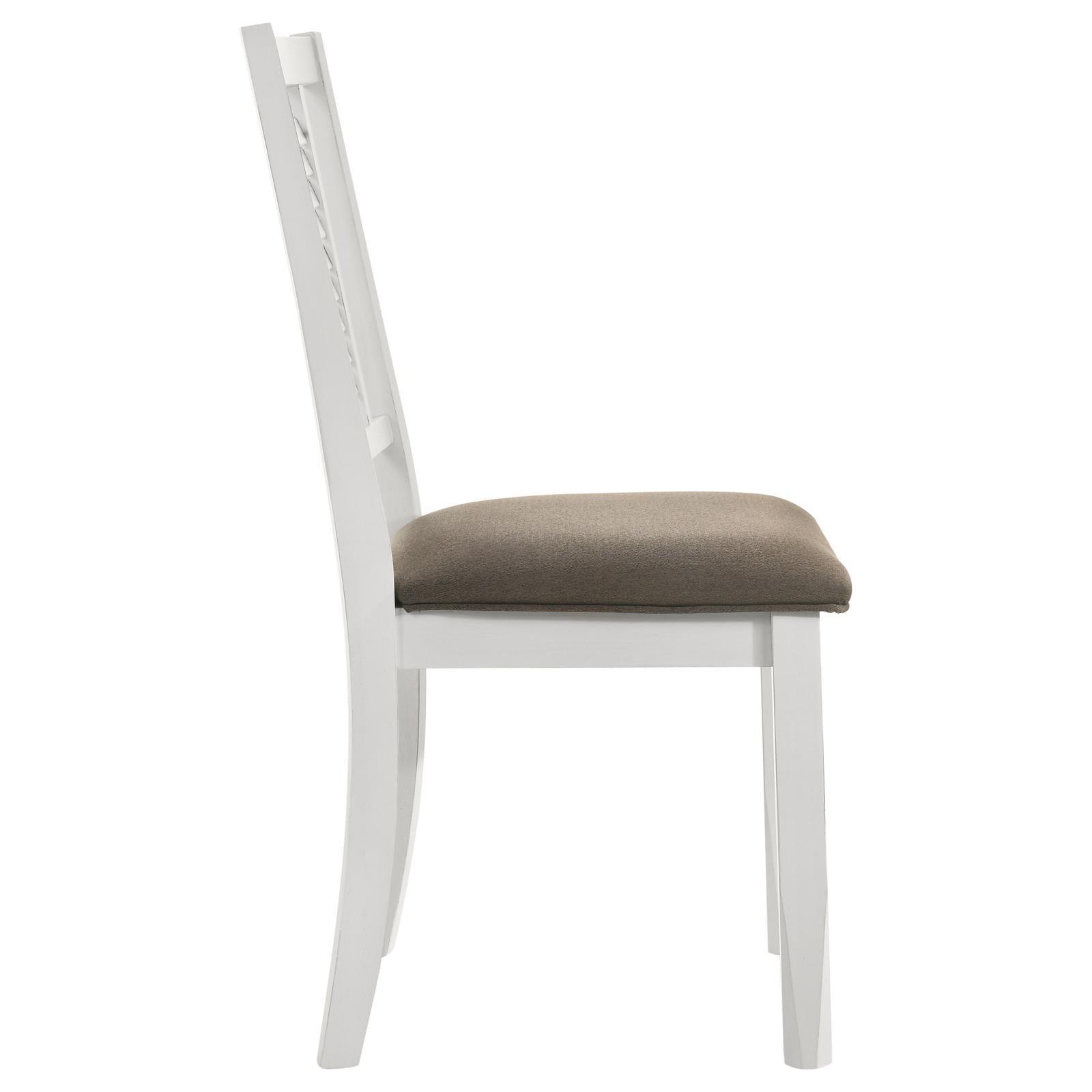 Appleton Ladder Back Dining Side Chair white finish with dark brown cushioned seat