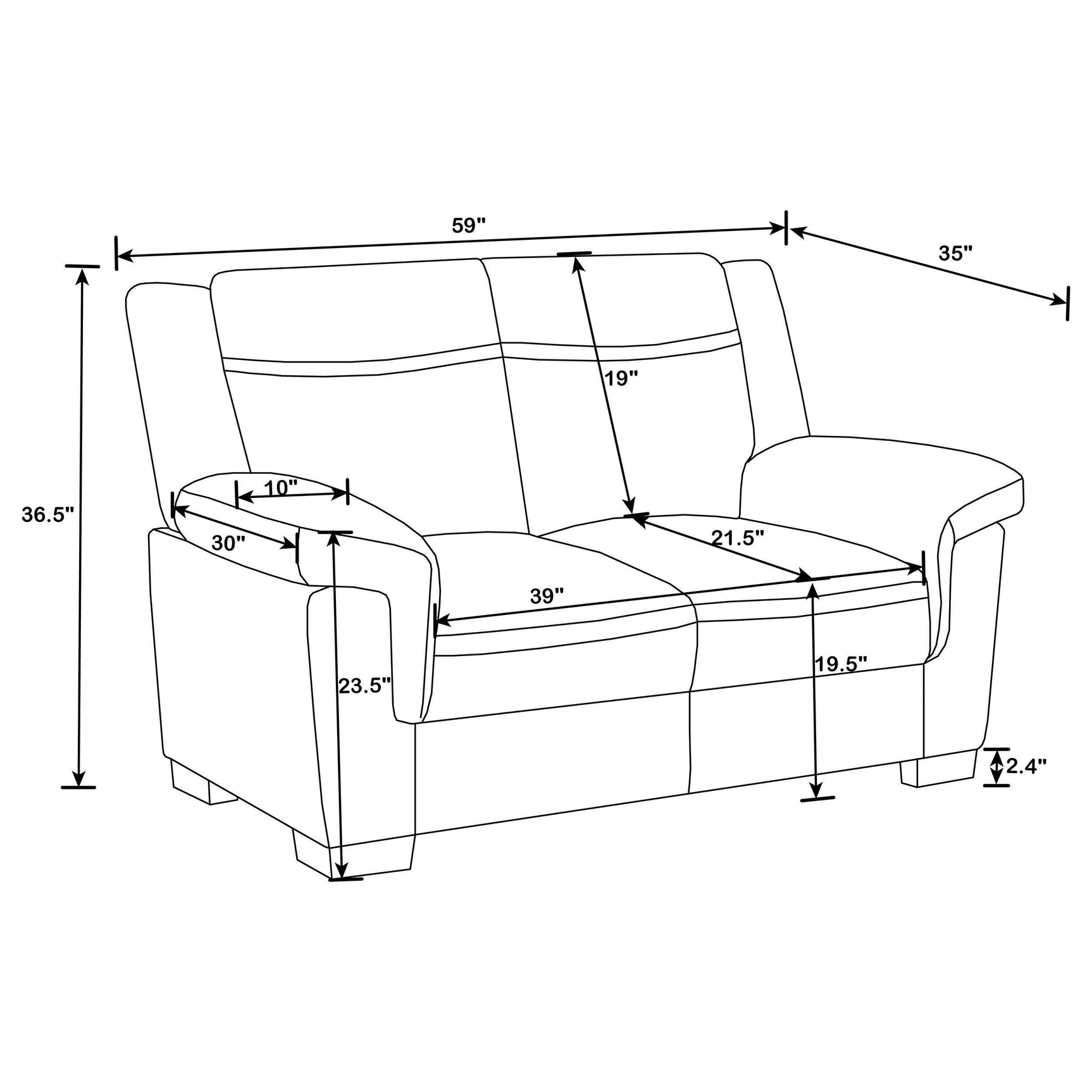 Close detail on armrest and stitching