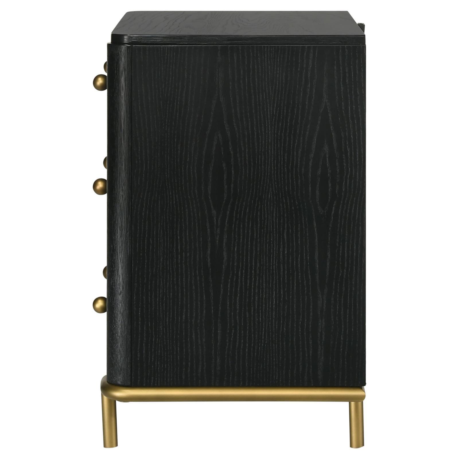 Side view of Arini 3-Drawer Nightstand with USB port