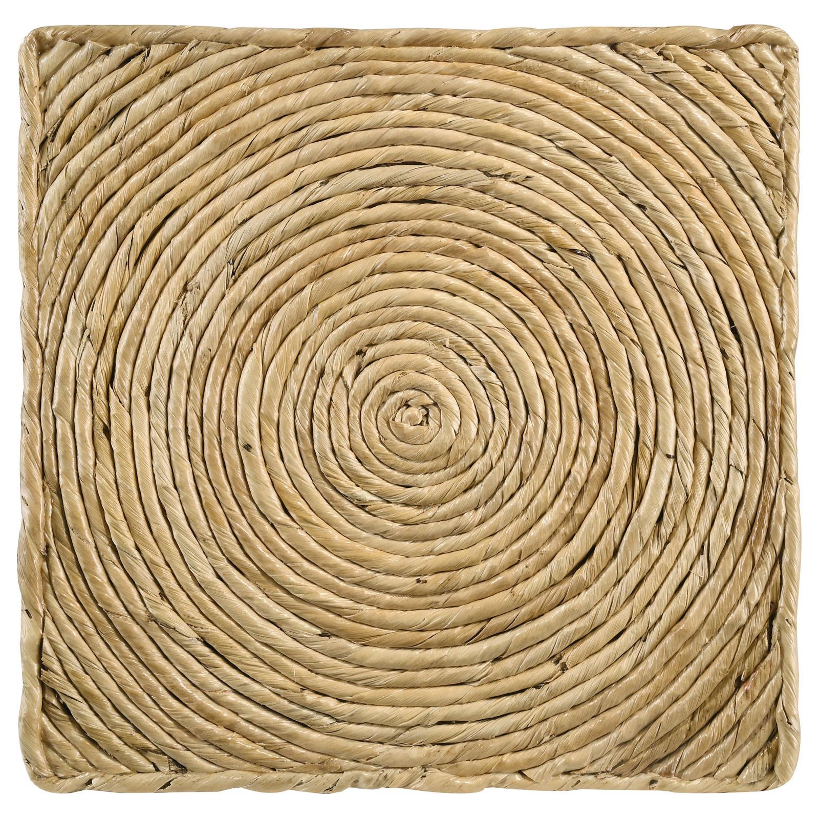 Artina Woven Rattan Round End Table natural brown side view