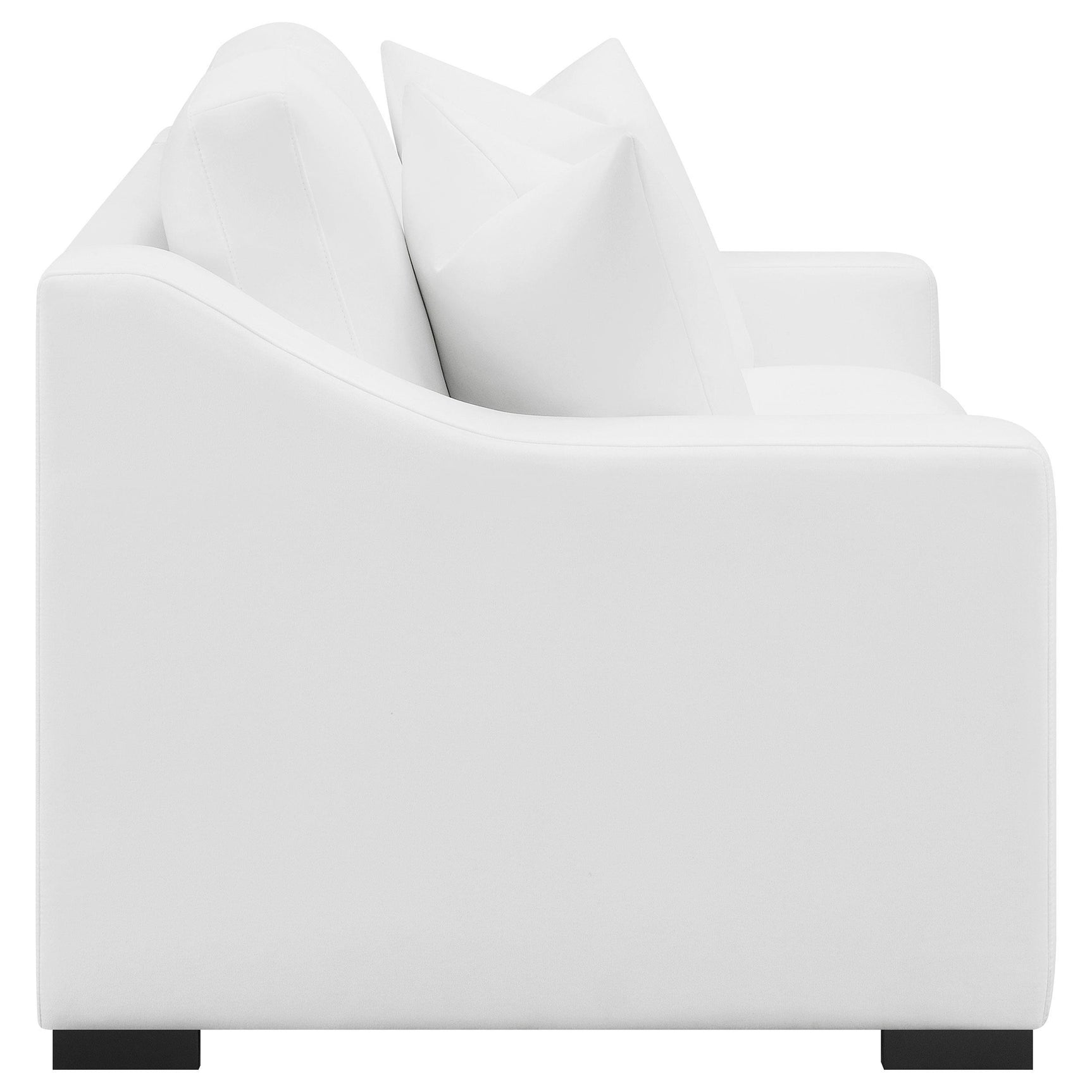 Ashlyn 2-Piece White Upholstered Sloped Arm Sofa Set detailed stitching