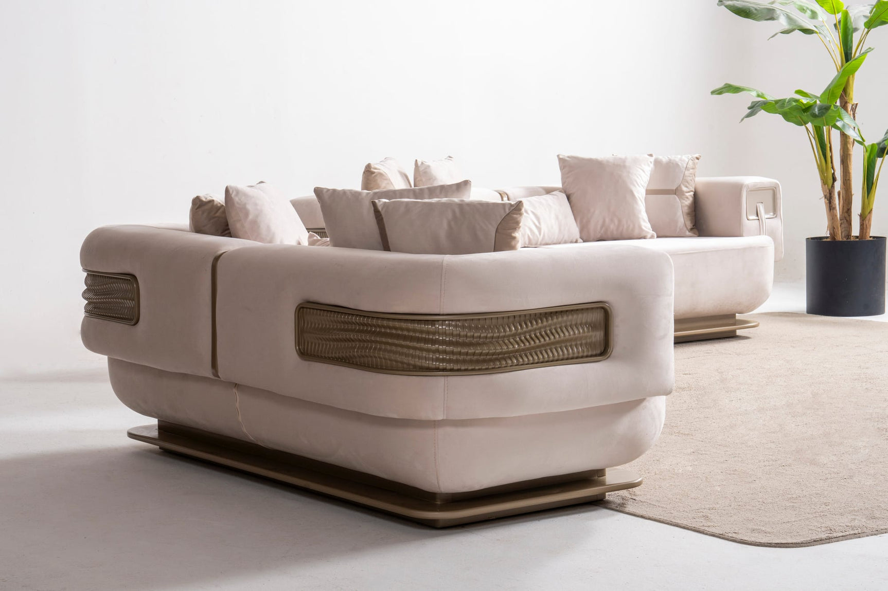 Athena Sofa, Loveseat, and Chair Set with Plush Cushions and Metallic Base view 14