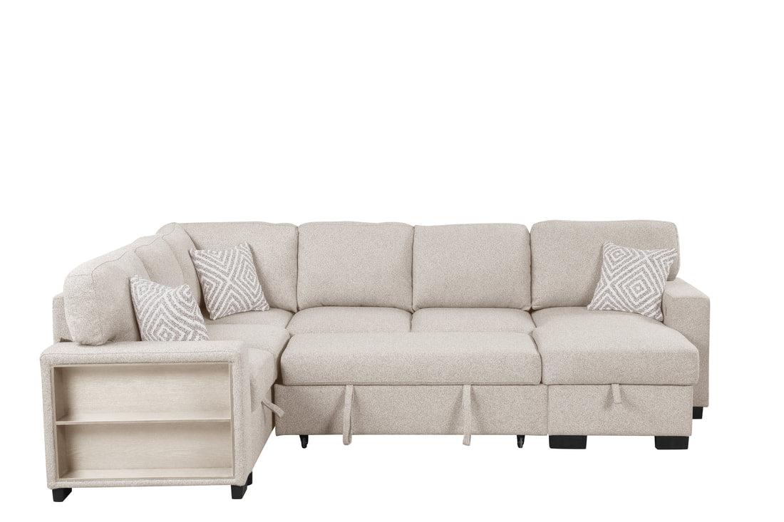 Atlantic Beige Sectional Sofa with Pull-Out Bed front view