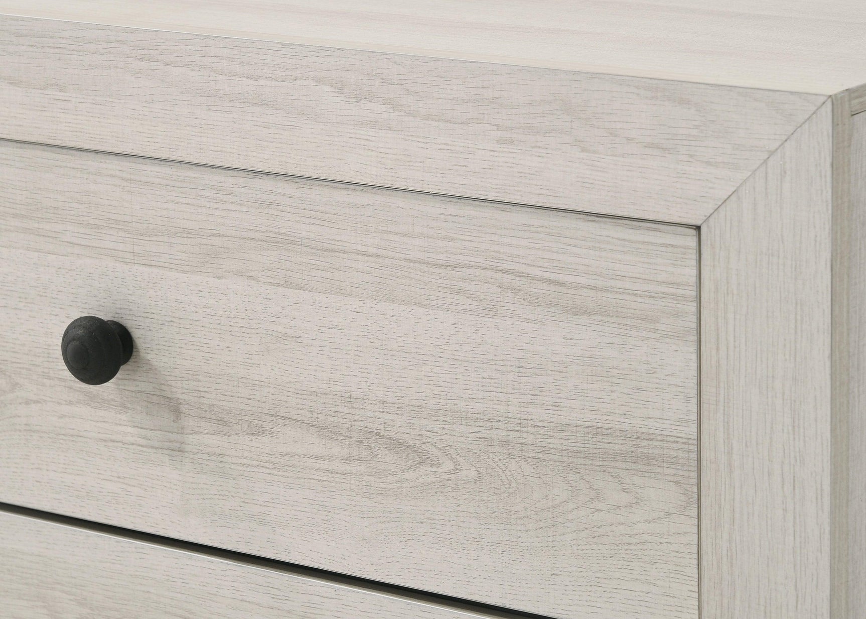 Atticus bed frame assembled showing side rails and slats
