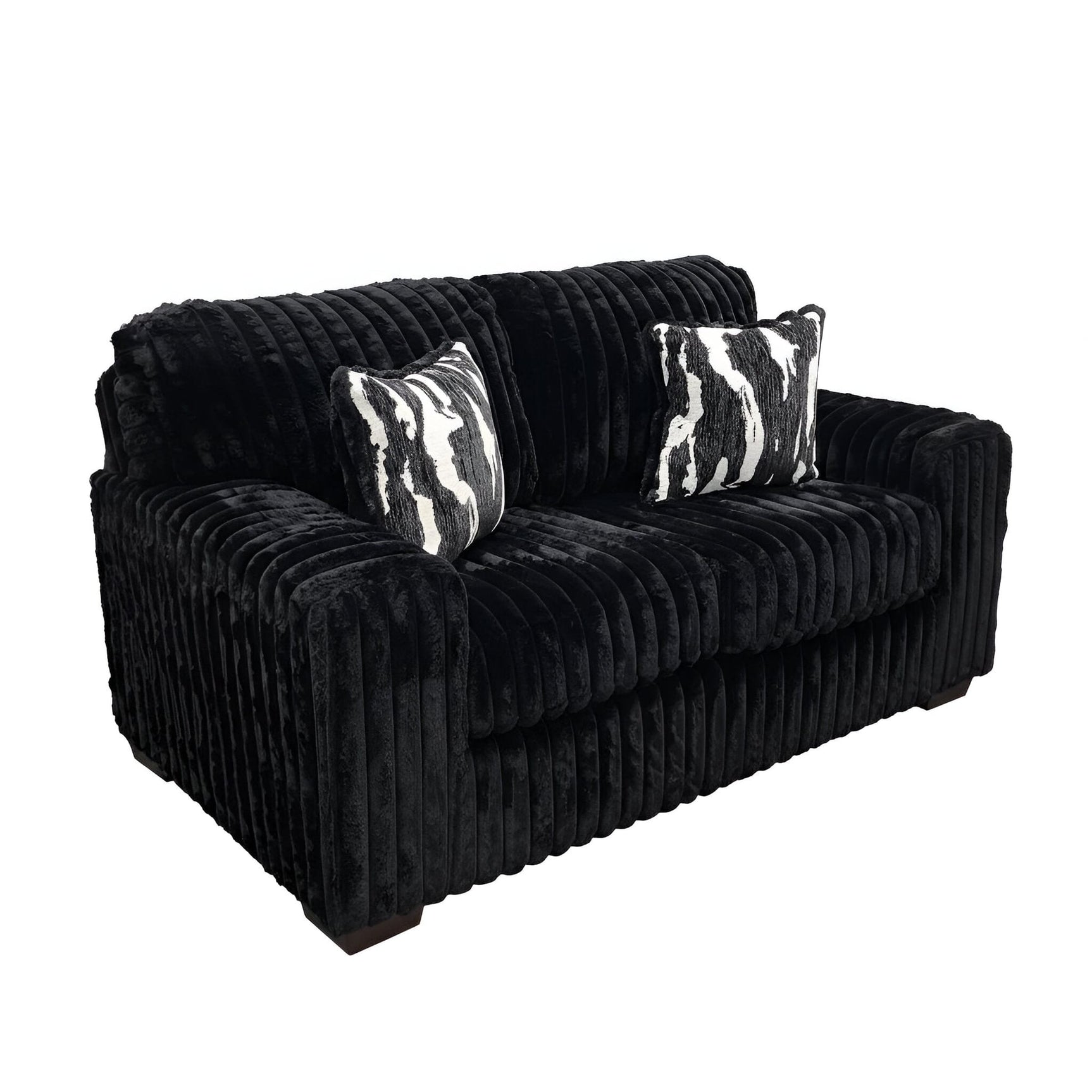 Austin Black Corduroy Sofa and Loveseat Set with Accent Pillows view 3