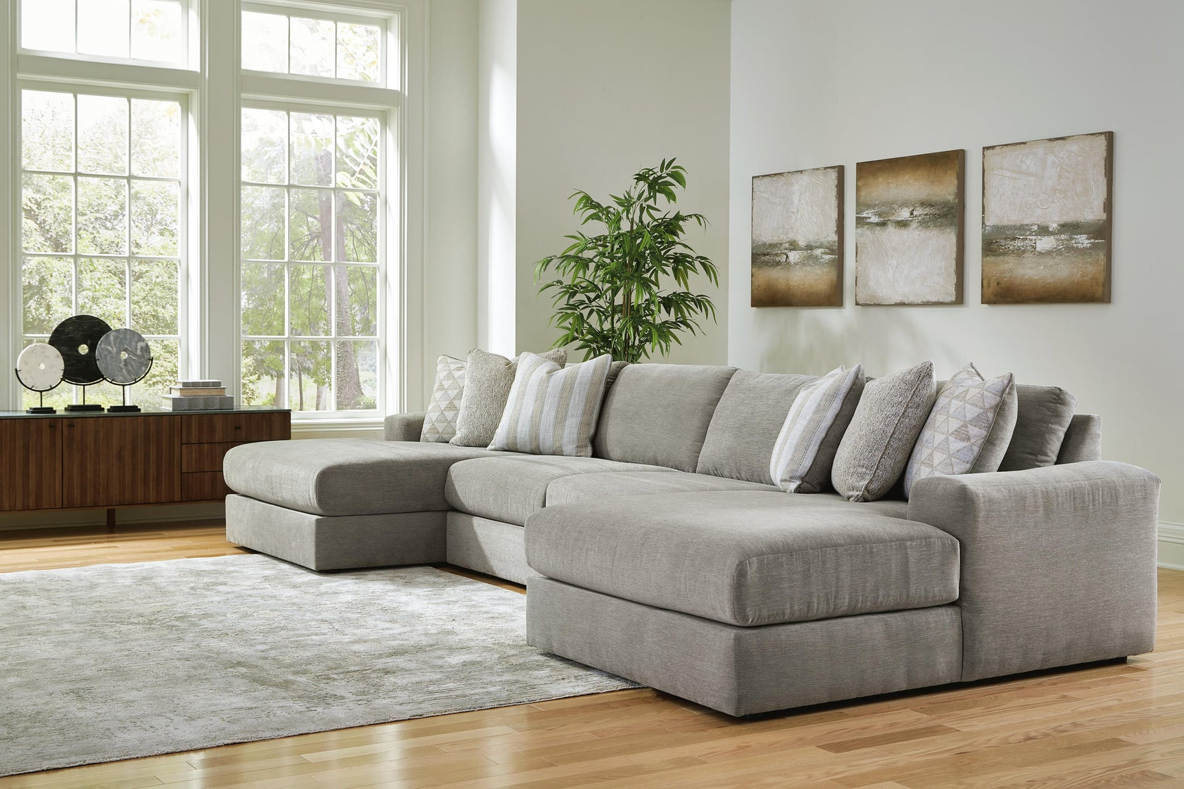 Avaliyah Ash Chenille 4-Piece Double Chaise Sectional - image 1