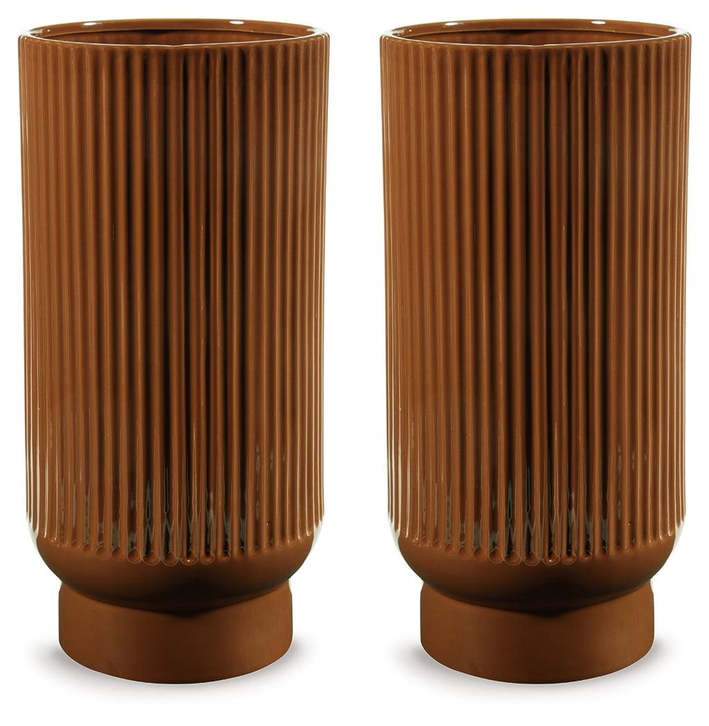 Avalyah Burnt Umber Ceramic Vase Set of 2 - side view