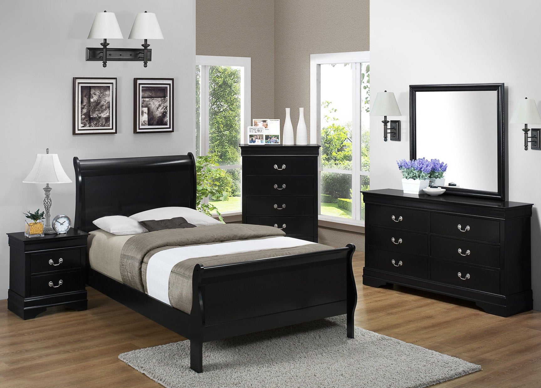 Louis Philip nightstand with modern bedroom decor