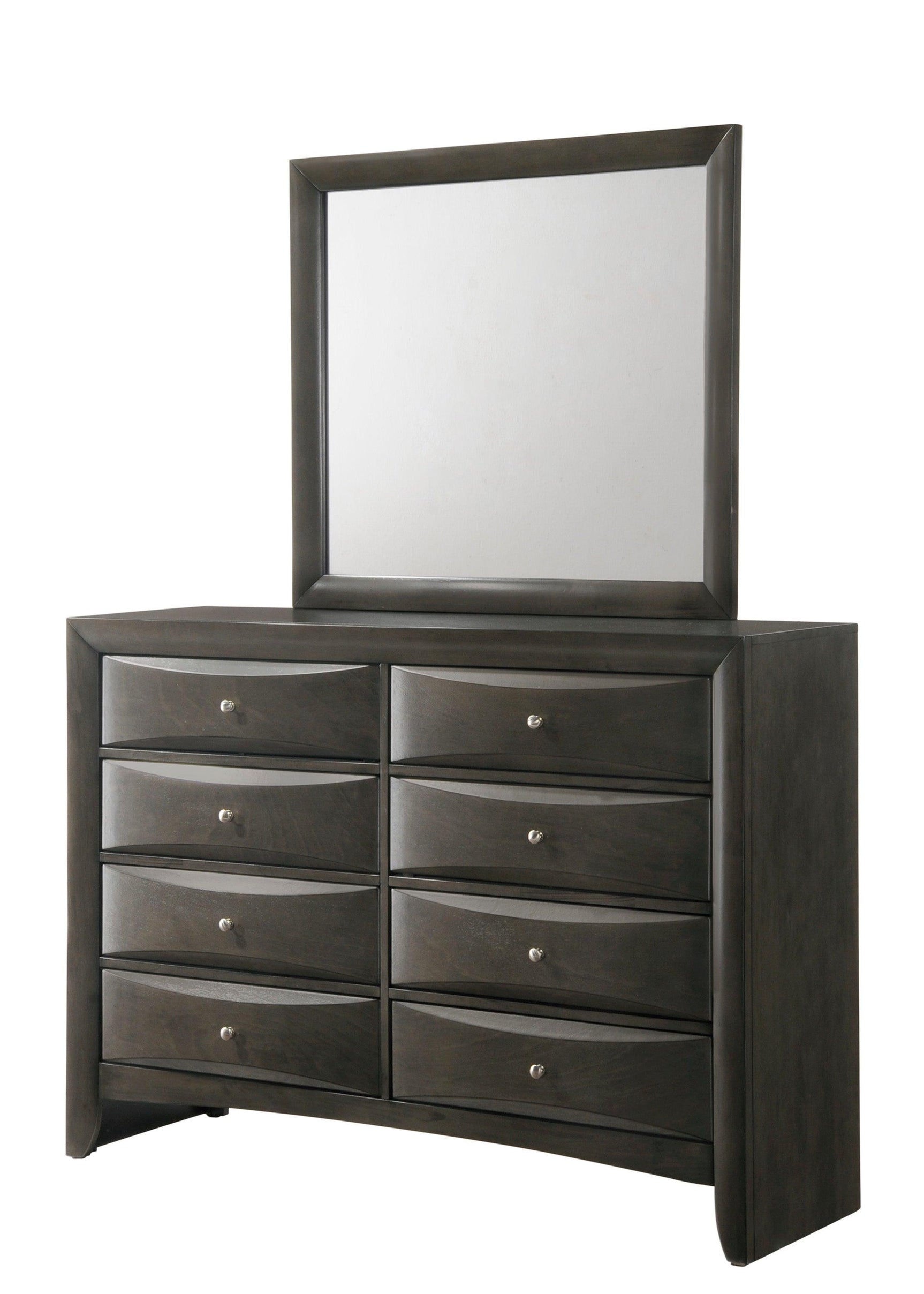 Emily Grey Nightstand with two drawers in modern bedroom setting