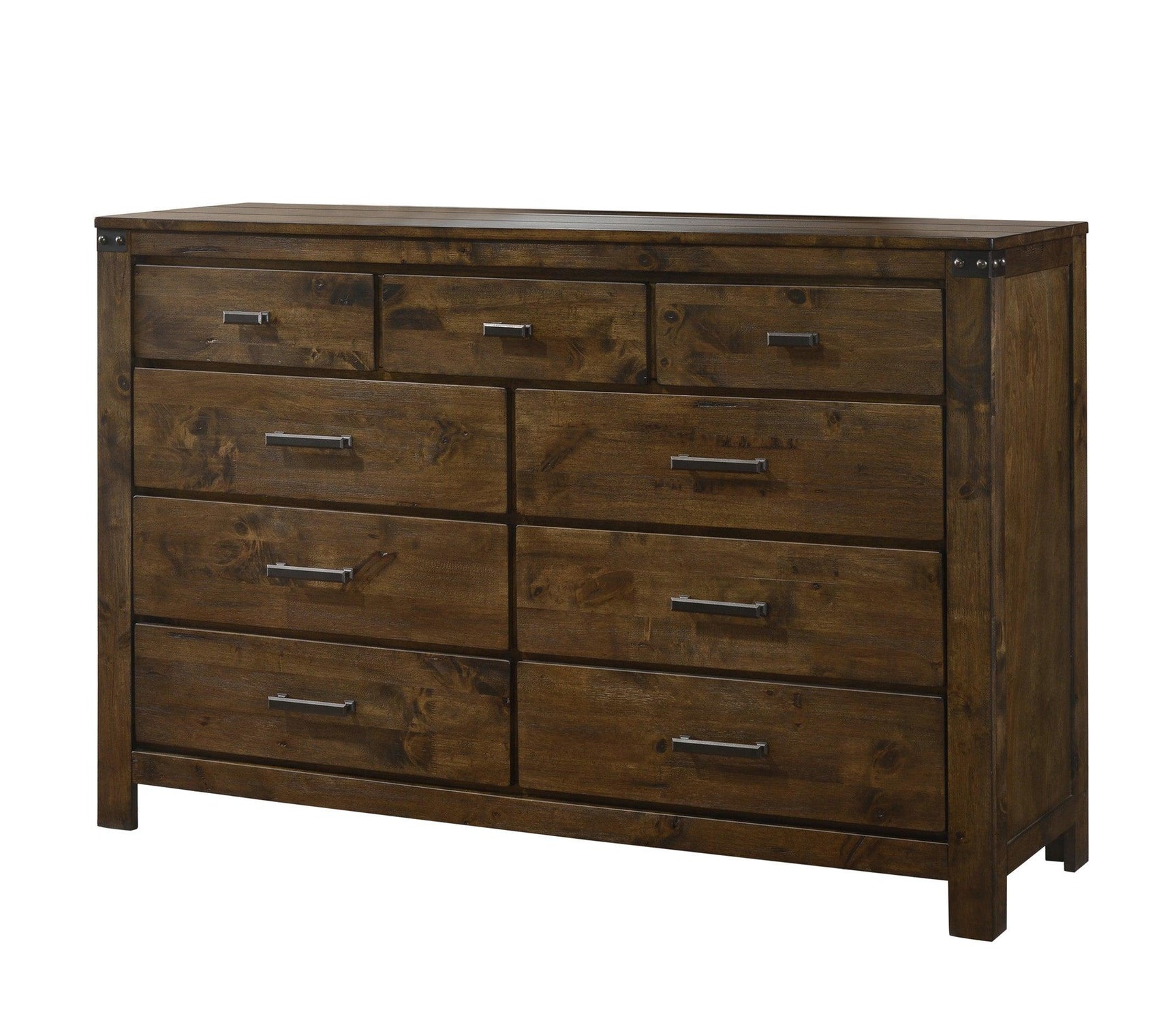 Curtis Brown Rustic Panel Bedroom Set front view dresser and mirror