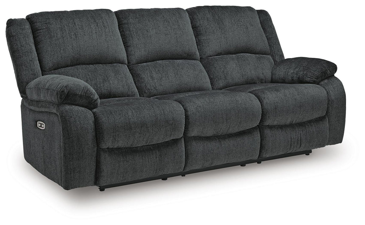 Draycoll Slate Sofa, Loveseat and Recliner Set — angled view
