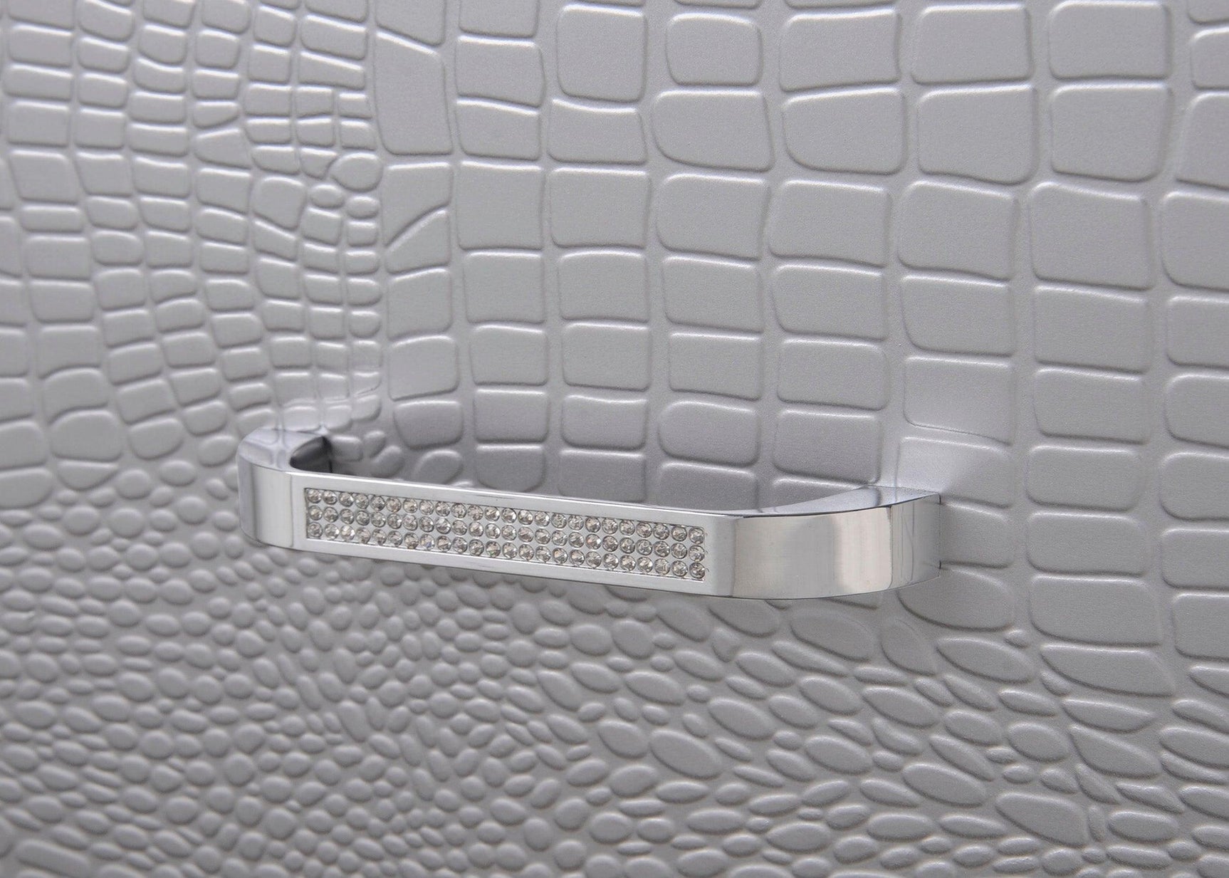 Lillian Silver Modern Sturdy Metal Queen LED Faux Leather Upholstered Tufted Bed