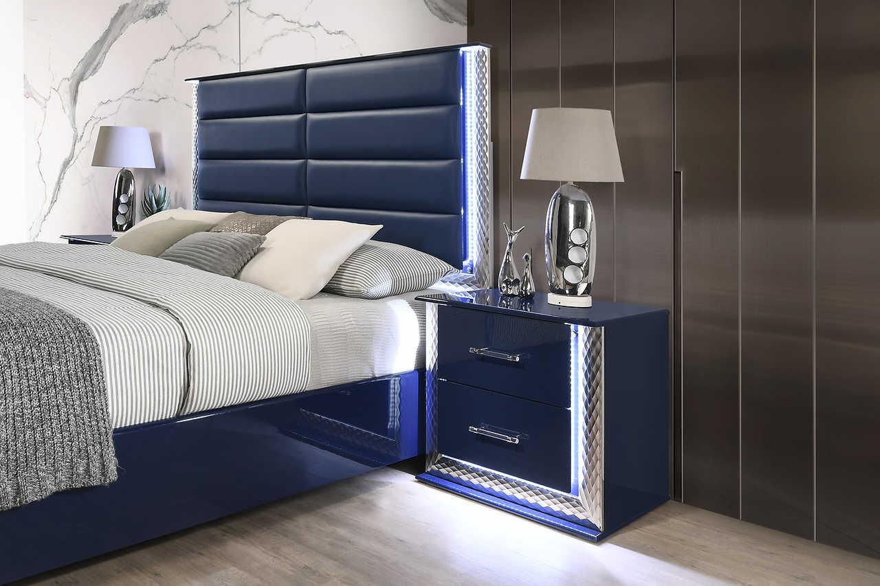 Aya LED Storage Platform Queen Bed side angle