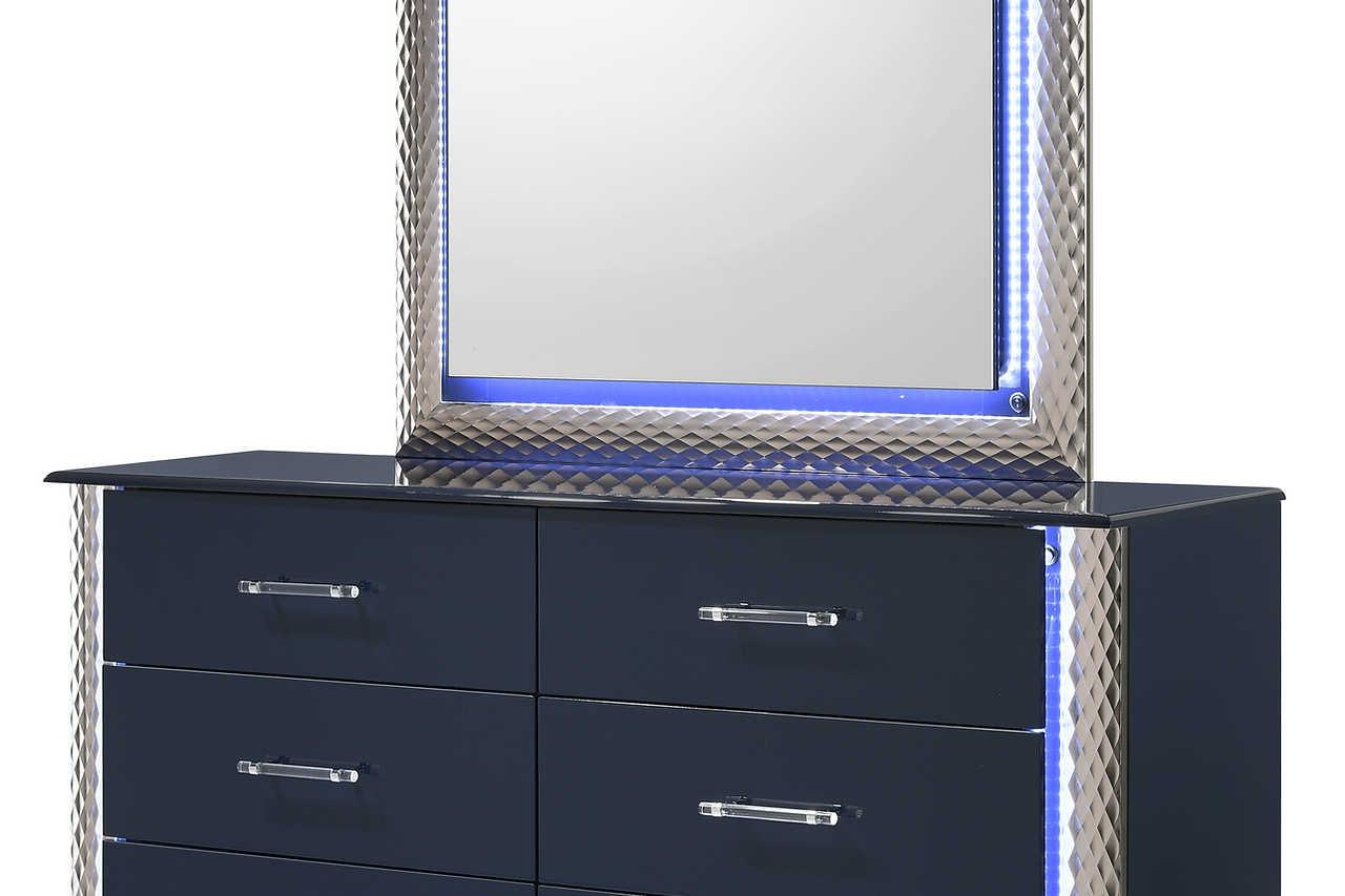 Detail of LED storage footboard on Aya Bed