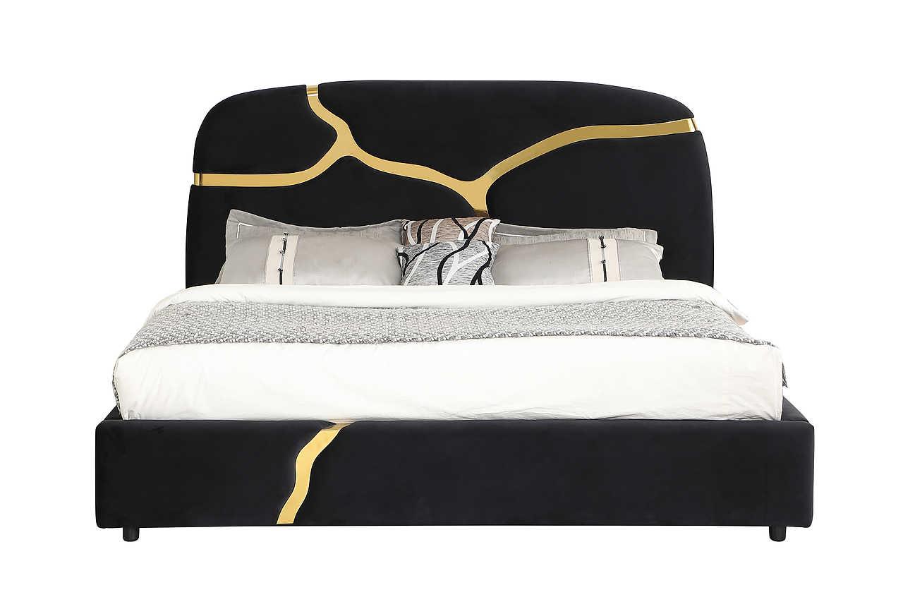 Full view of Milan Black King Bed in bedroom setting