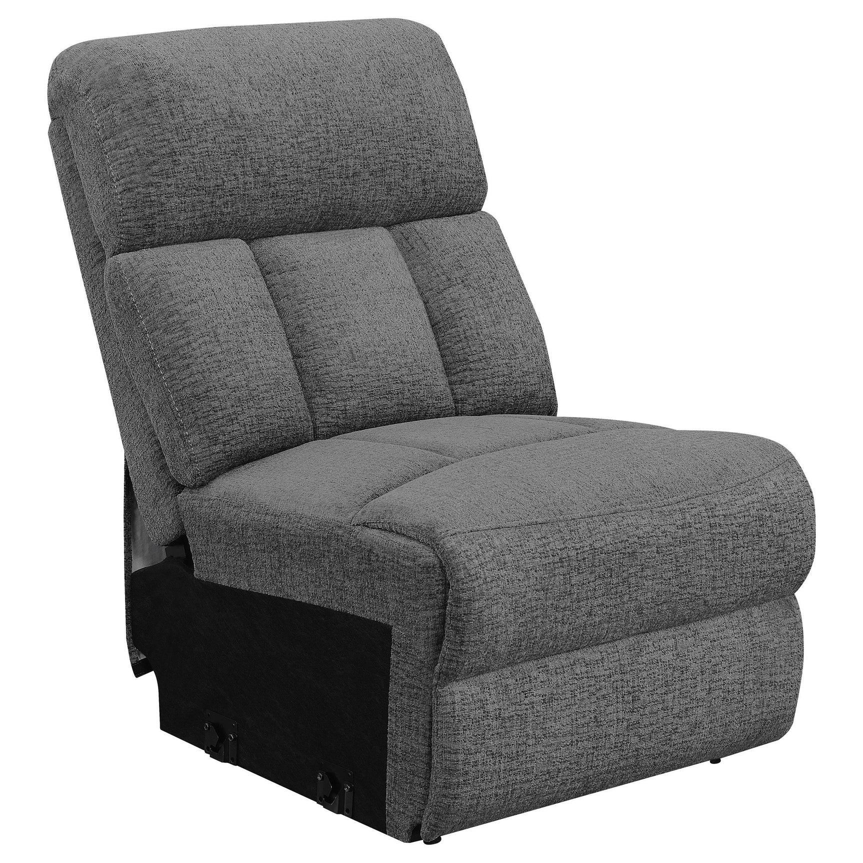 Bahrain upholstered motion sofa charcoal full frontal view