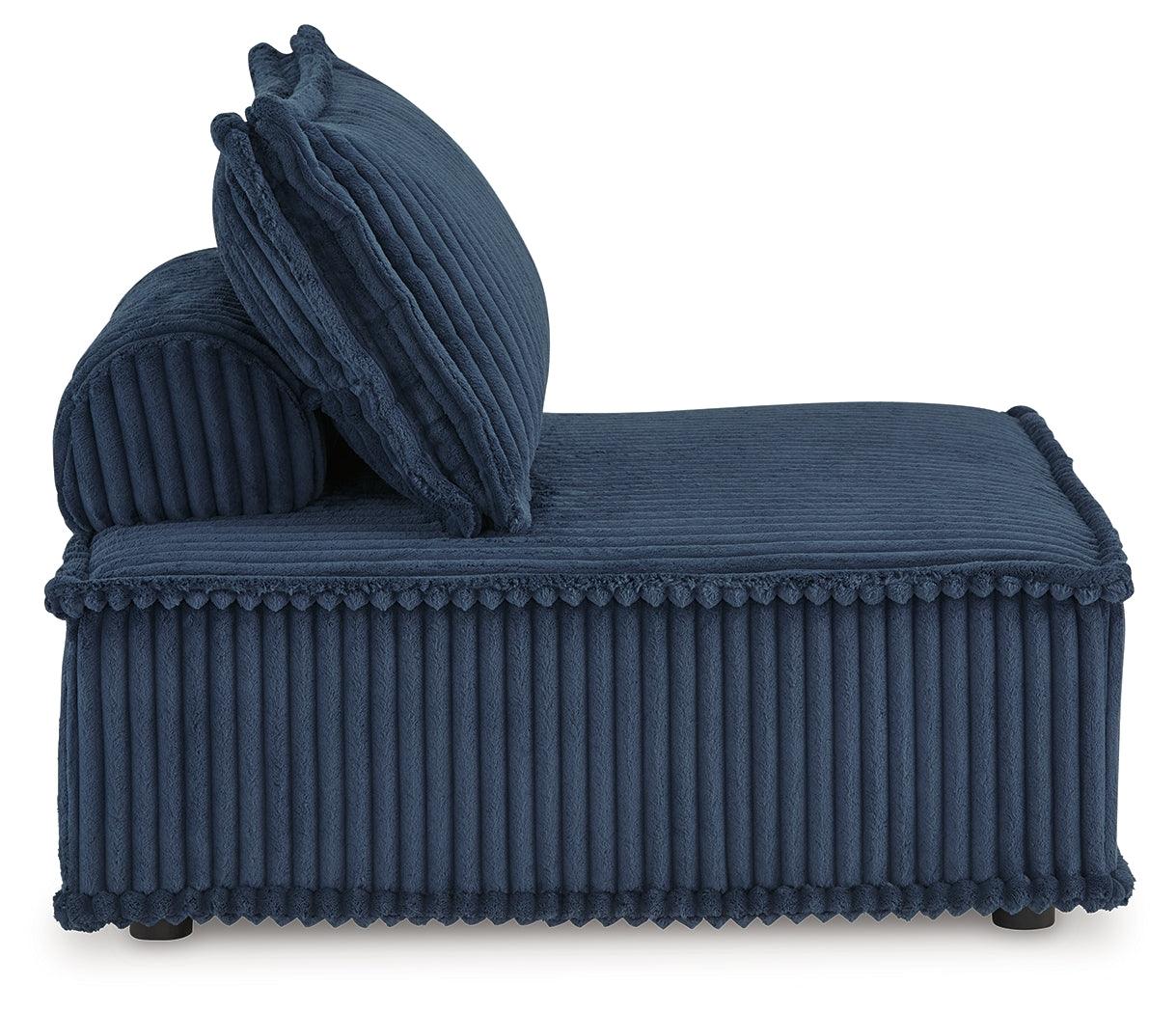 Bales Navy Accent Chair showing pillow and bolster cushions