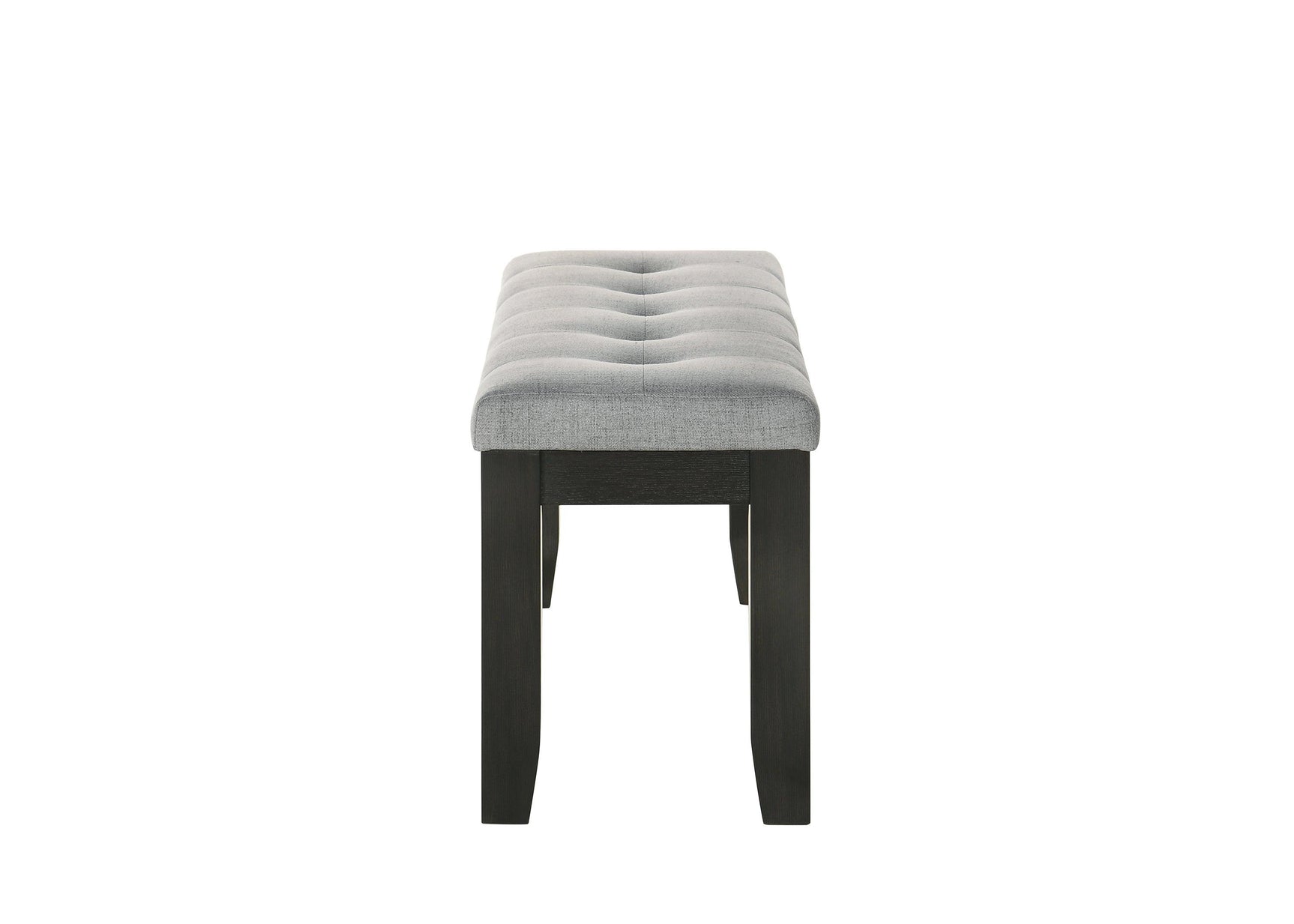 Detail of tufted fabric upholstery and wood finish on Bardstown dining chairs