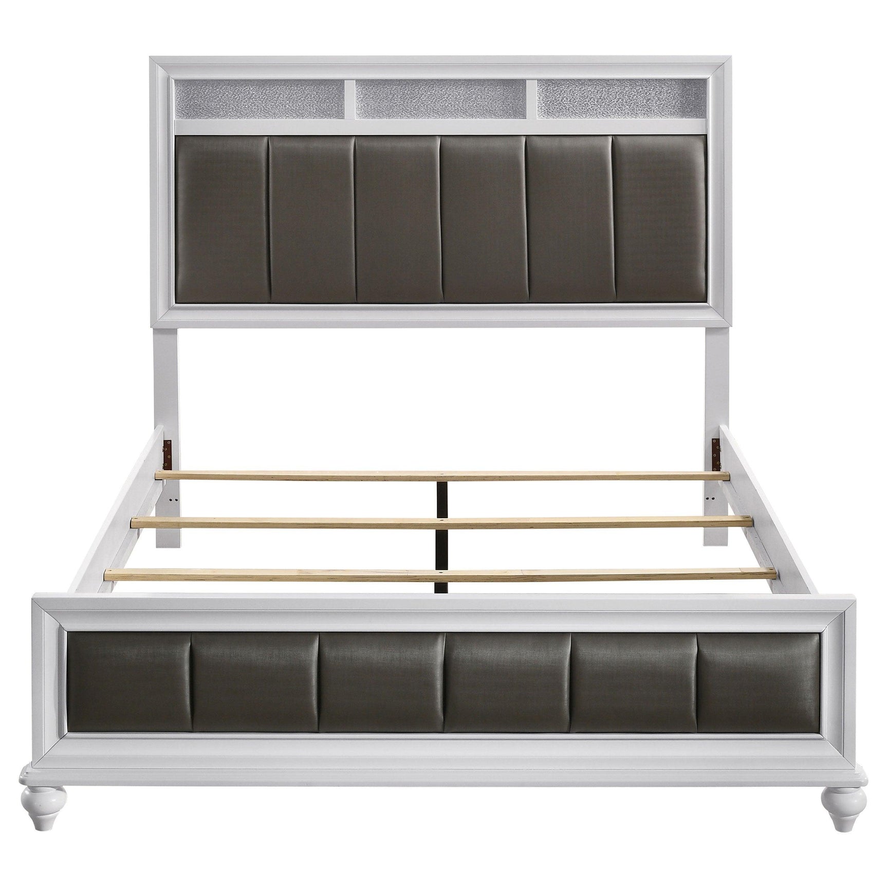main view of Barzini White Upholstered Panel Bedroom Set bed