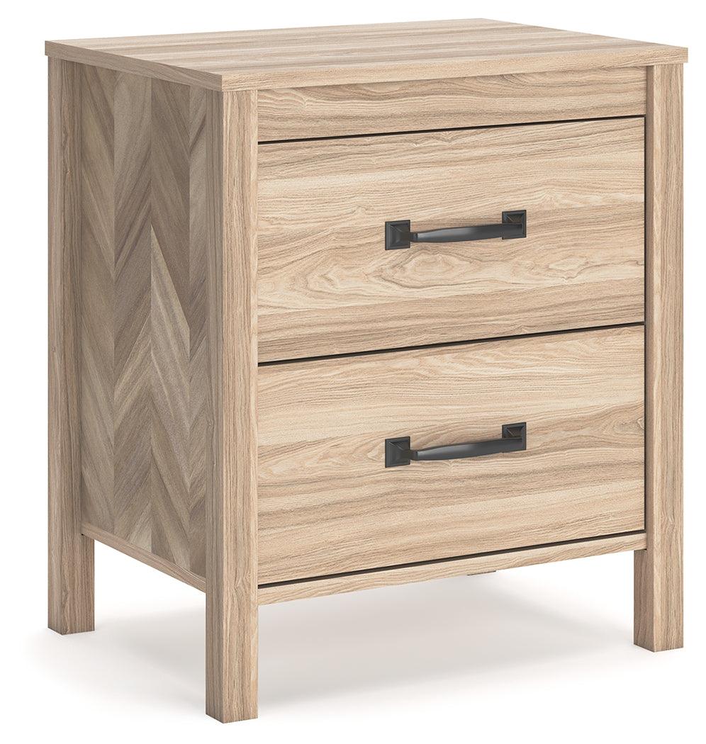 Battelle Nightstand angled side view showing drawers