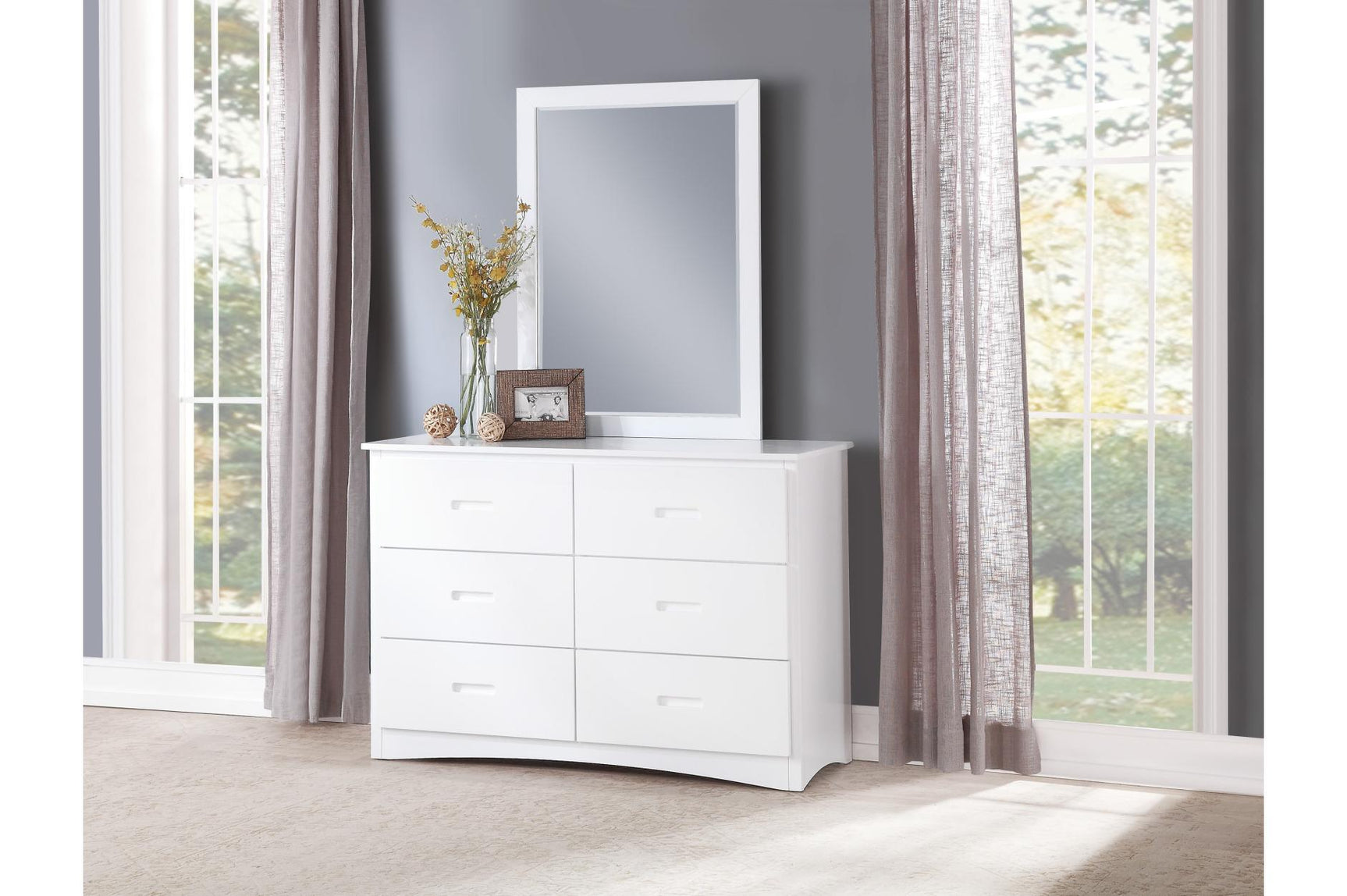 Galen White Twin Over Twin Youth Bedroom Set side angle with nightstand