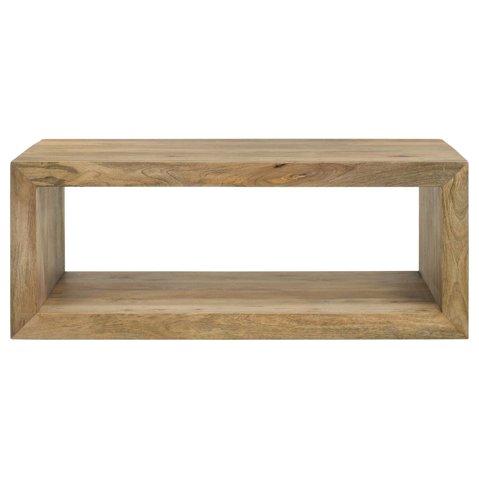 Close-up of Benton coffee table surface showing natural mango wood grain