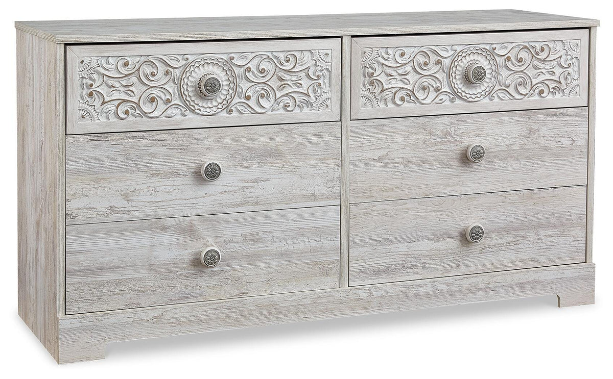 Paxberry Whitewash Dresser — angled view