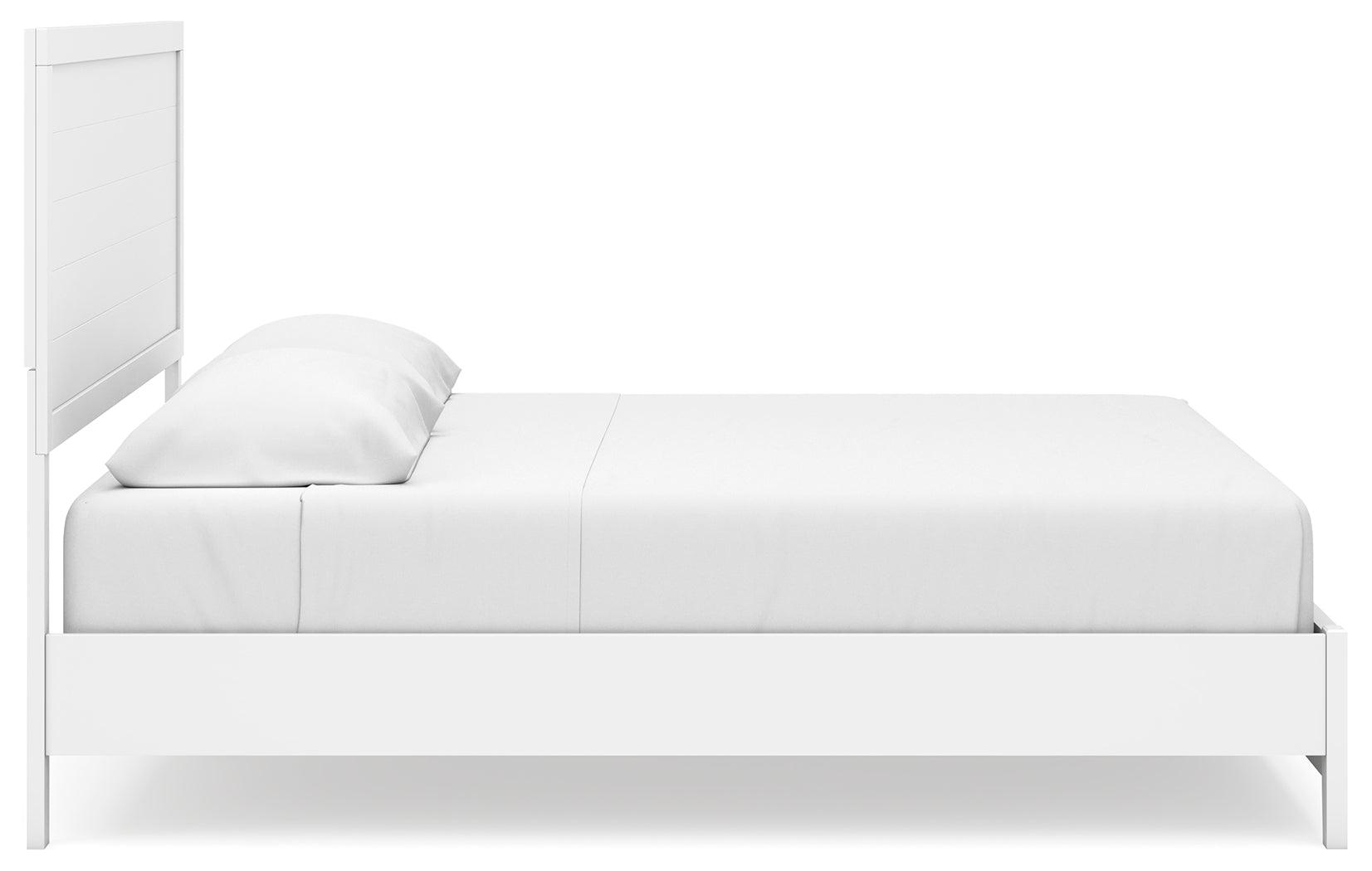 Binterglen White King Panel Bed in styled bedroom setting