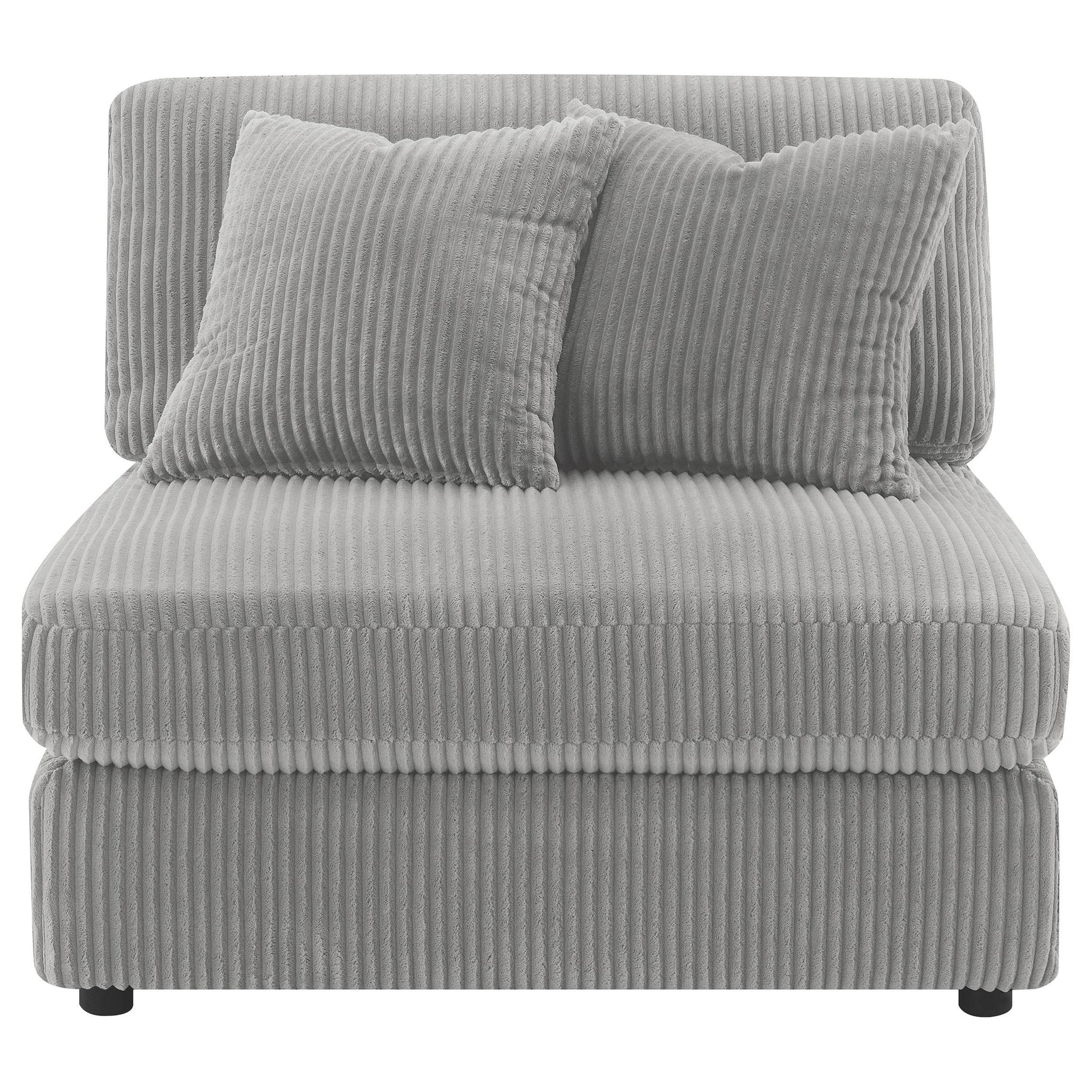 Close-up of corduroy-style upholstery on Blaine chair