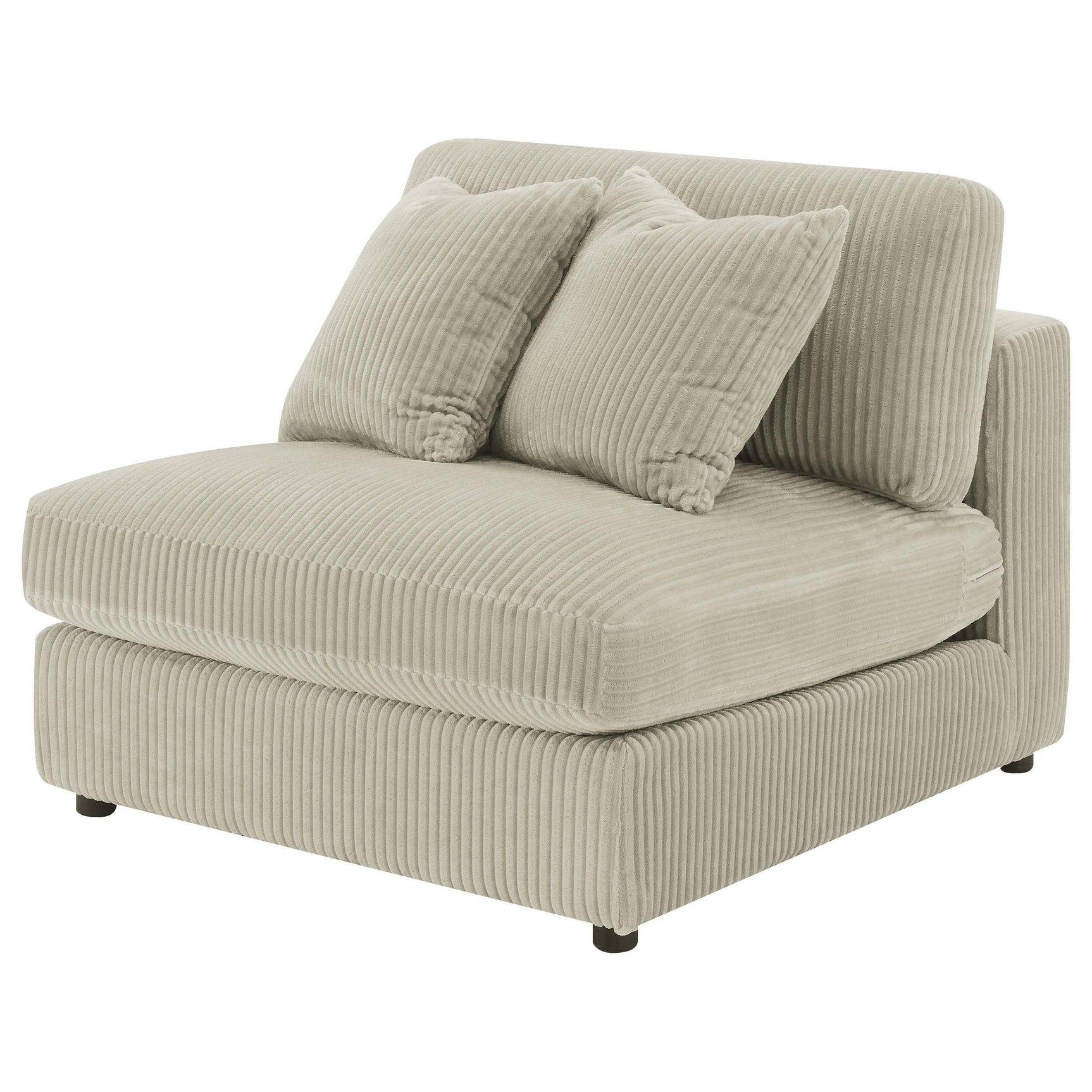 Reversible seat cushion detail of Blaine armless chair