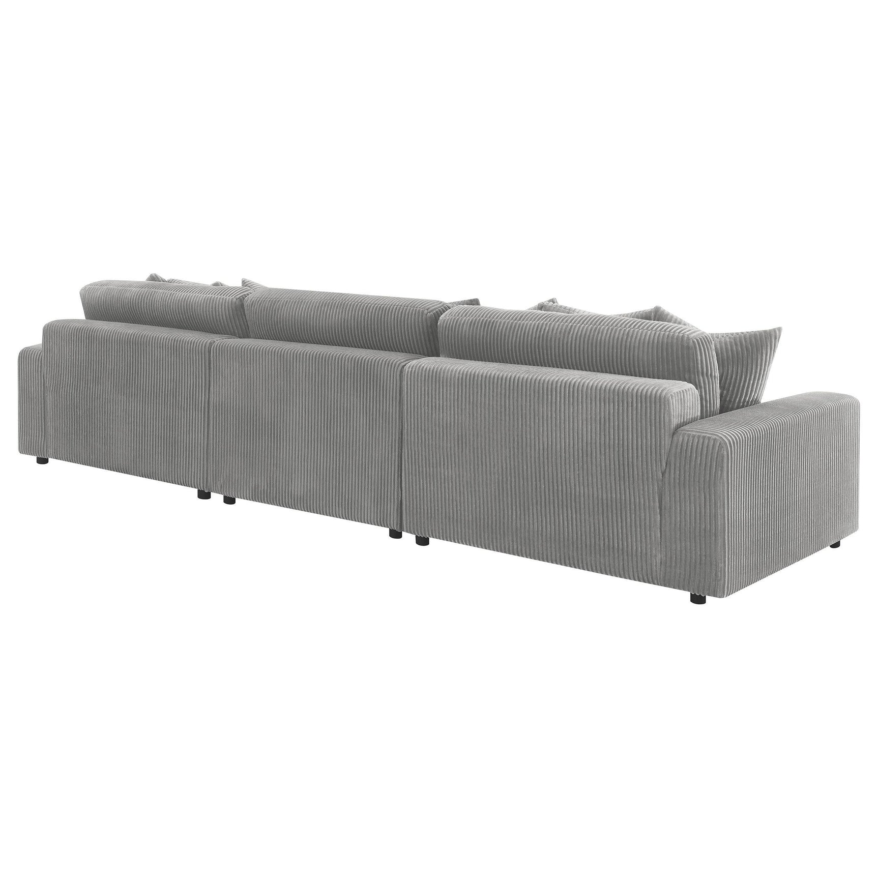 Side view of Blaine Upholstered Reversible Chaise Sectional Sofa in Fog