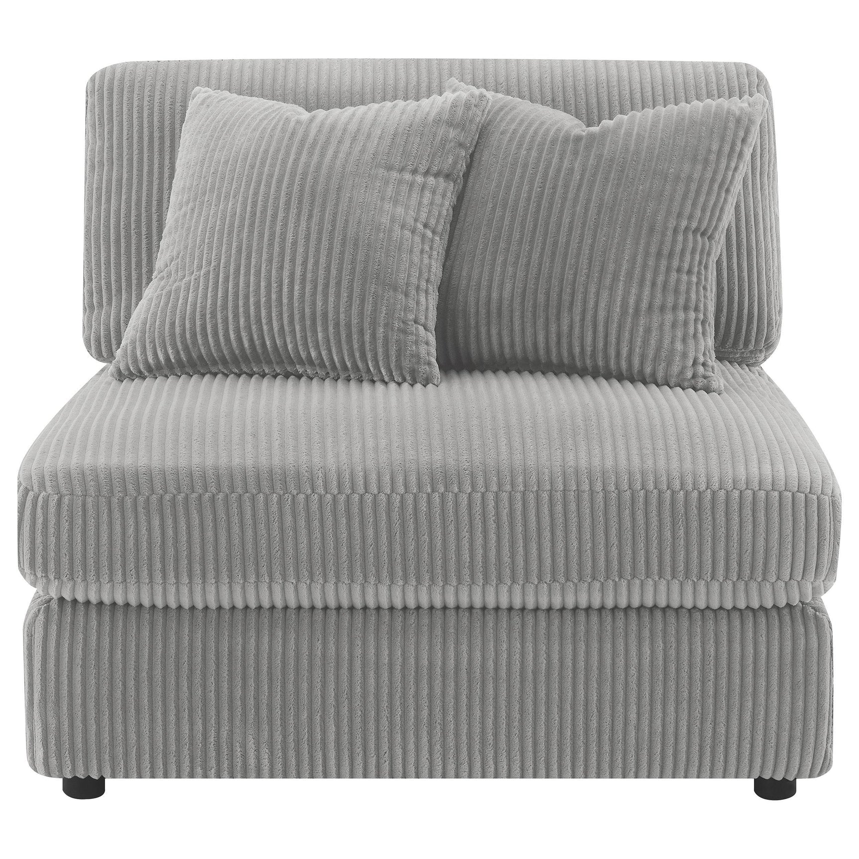Side view of Blaine Upholstered Reversible Chaise Sectional Sofa in Fog
