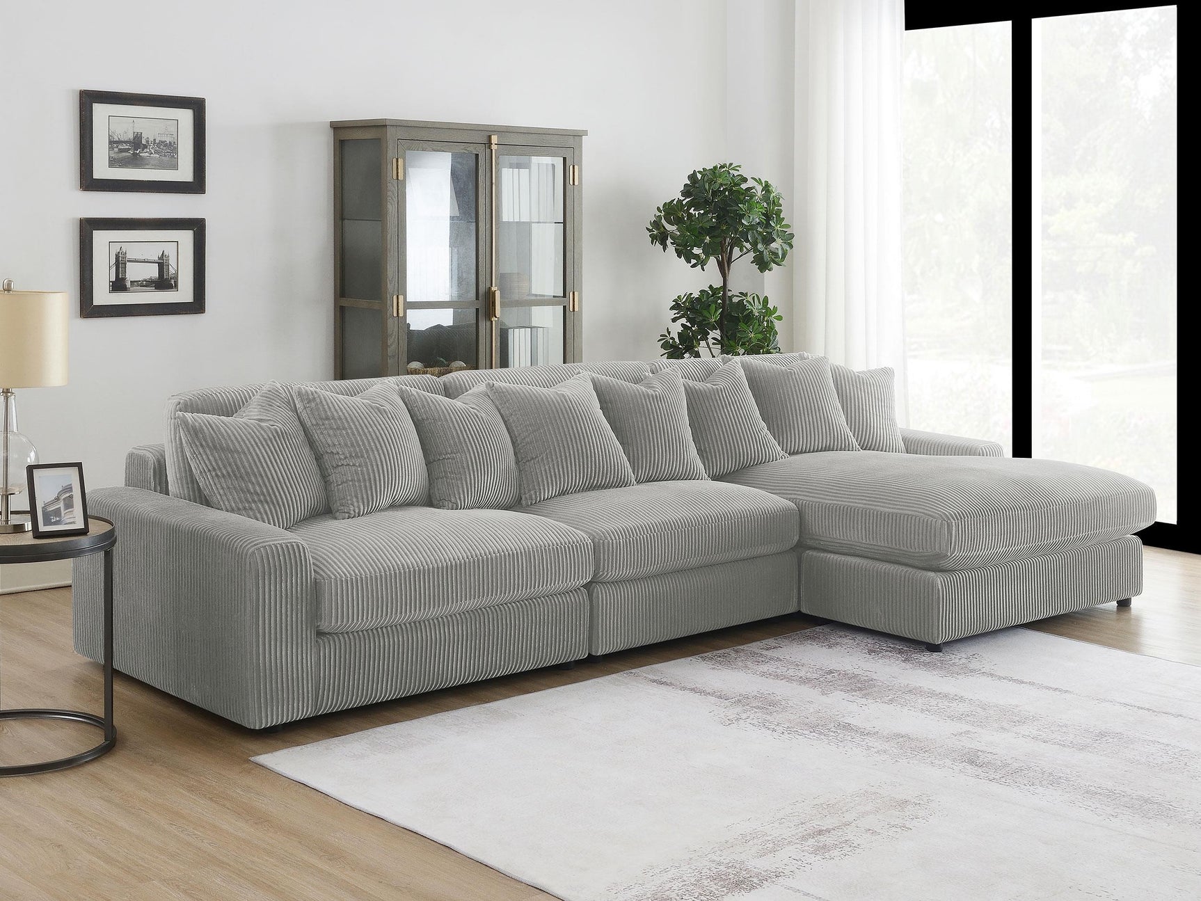 Side view of Blaine Upholstered Reversible Sectional Sofa Set