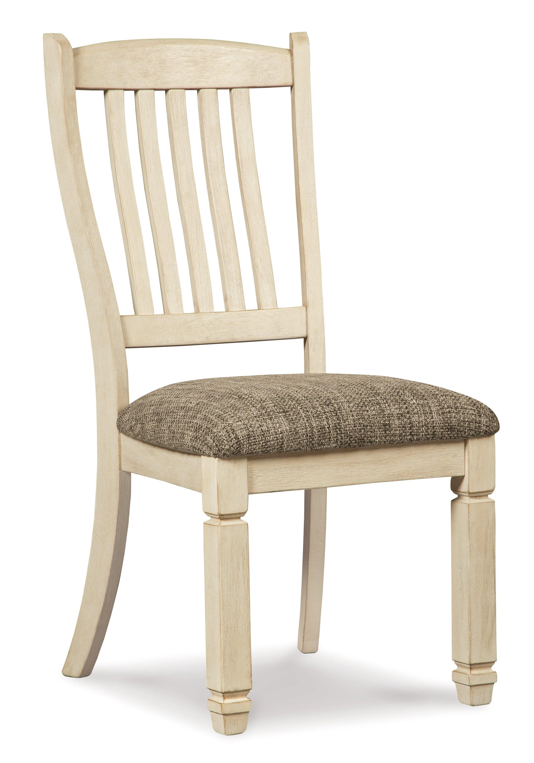 Side view of Bolanburg Two-Tone 2-Piece Dining Chair showing upholstery and wood finish